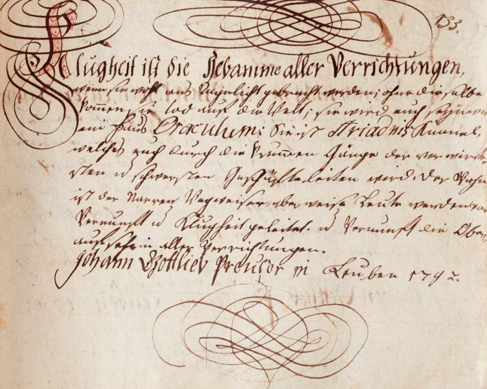 Schreibübungen von Johann Gottlieb Preusser. Deutsche Handschrift auf Papier.Dat. Leuben ( - Bild 4 aus 5