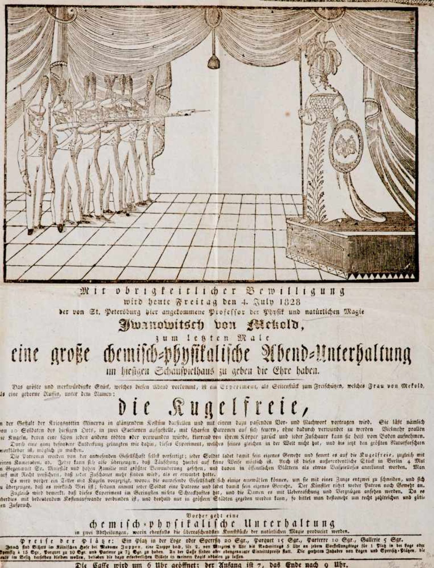 Zirkus und Schausteller - Sammlung -Vier Schaustellerzettel, jeweils mit Holzschnitt. Düsseldorf - Bild 3 aus 4