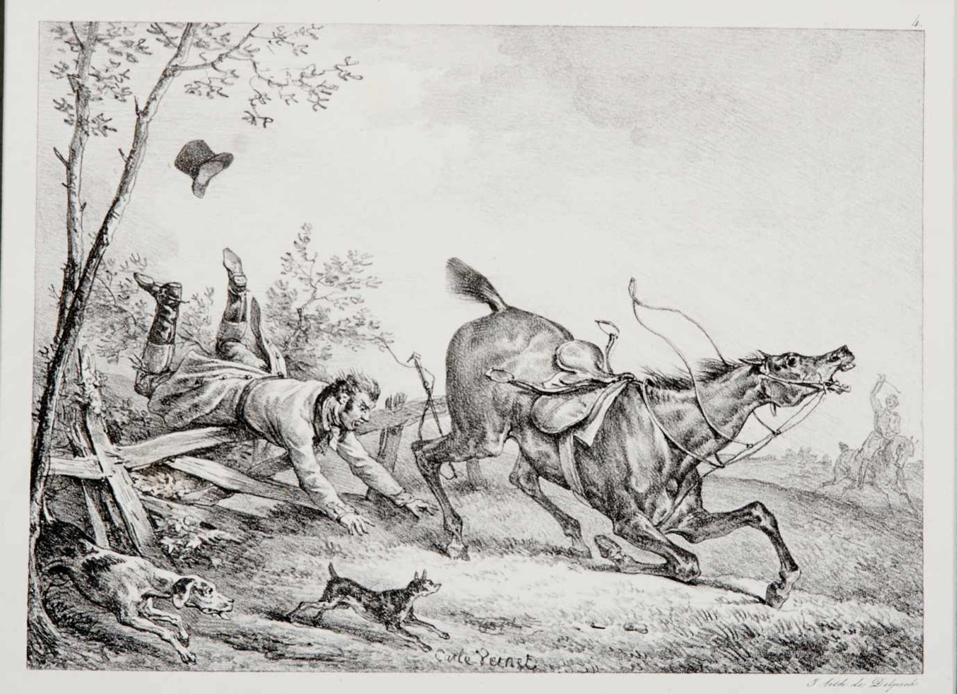 Fauna - Pferde - Sammlung -Acht Lithographien von F. Delpech nach C. Vernet, um 1825. Je ca. 19,5 - Bild 4 aus 4