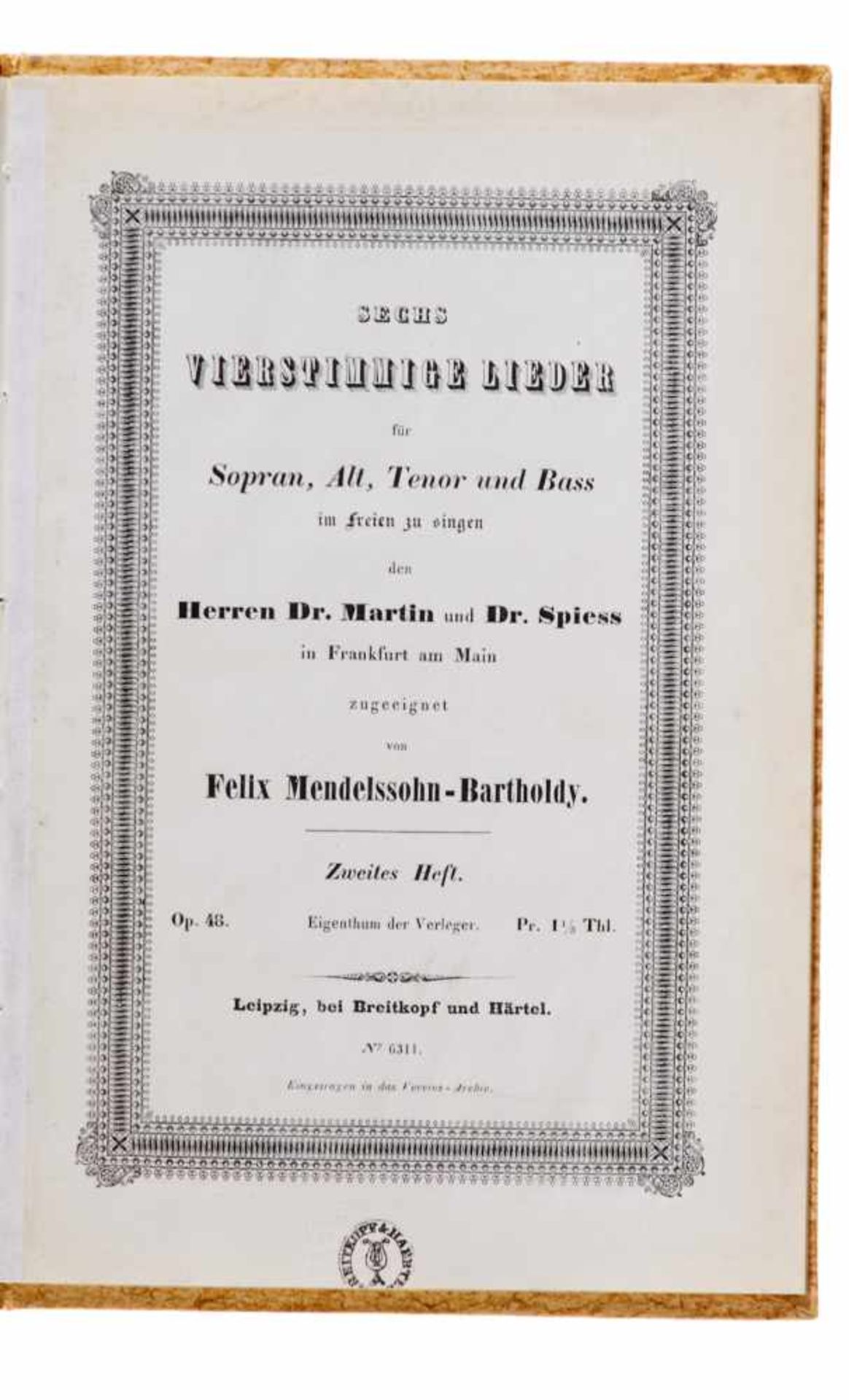 Mendelssohn Bartholdy, F.,Ouvertüre zu Ruy Blas für großes Orchester. Op. 95. Partitur. (No. 24 - Bild 6 aus 6