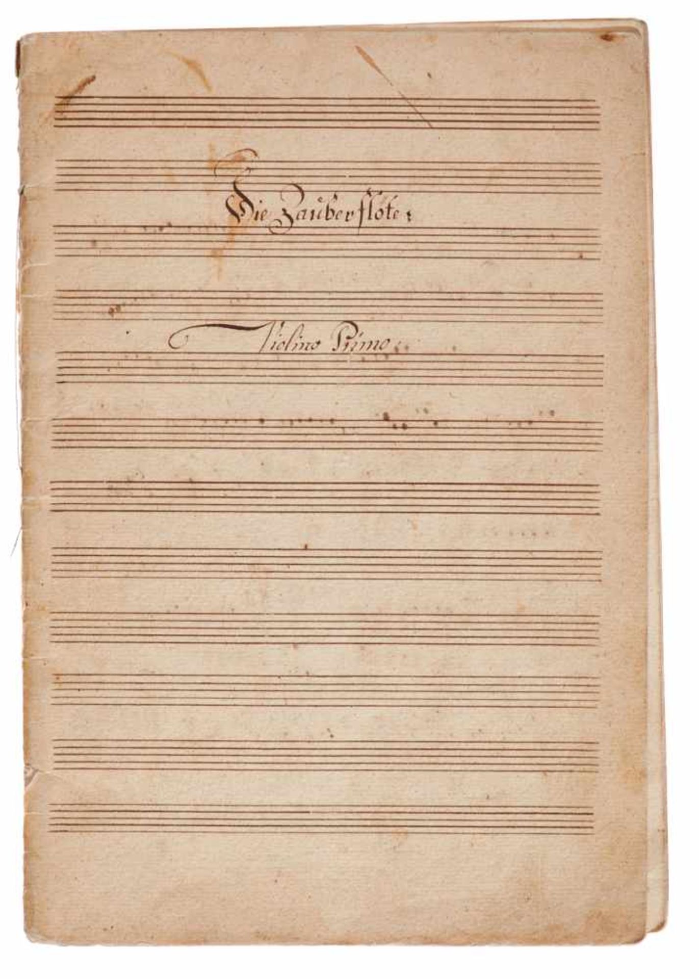 Mozart - "Die Zauberflöte".Deutsche Notenhandschrift auf Papier. 4 Hefte. Um 1800. Fol. 11; 12;