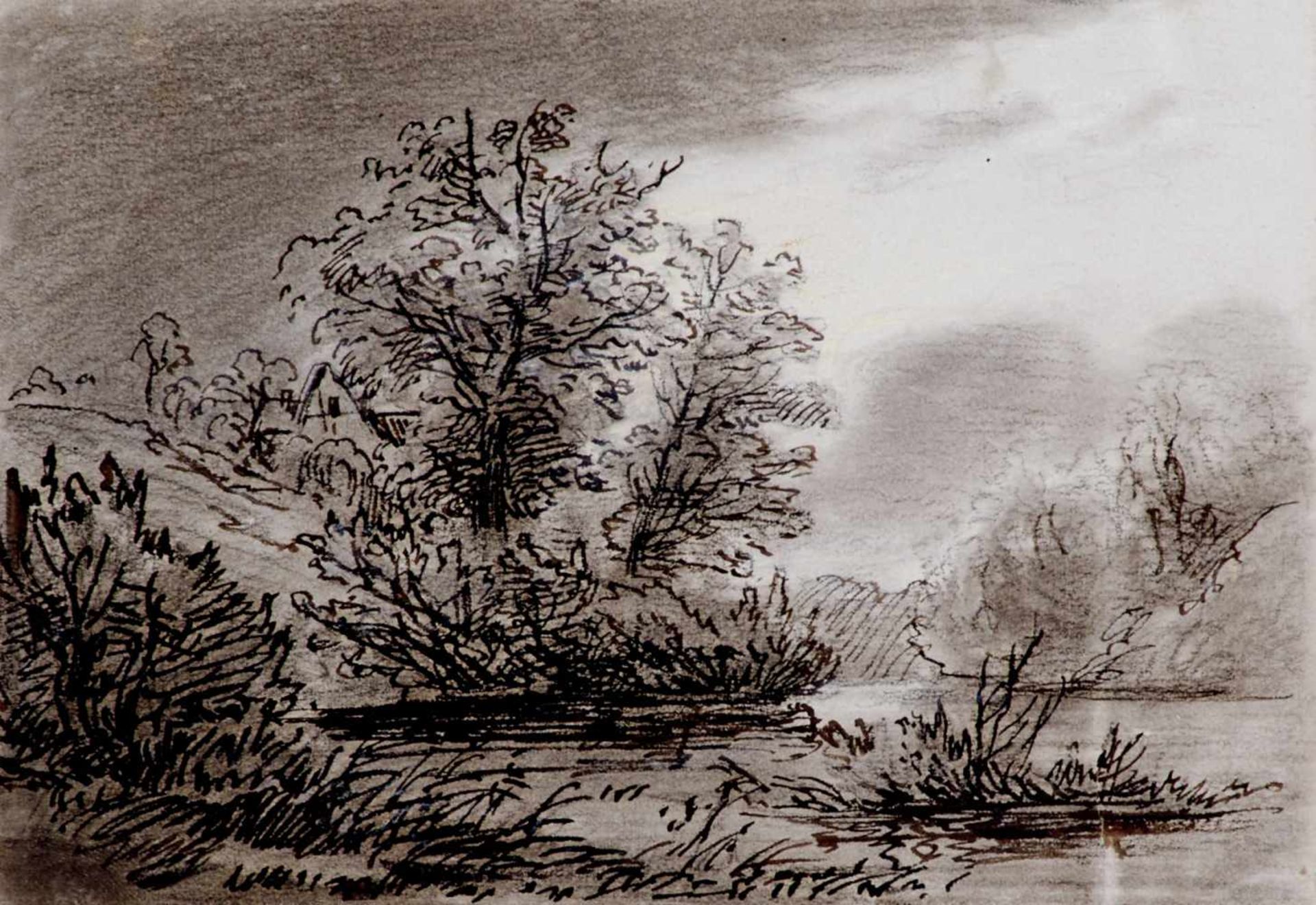 Kobell, Franz(Mannheim 1749-1822 München; Zuschreibung), Acht Landschaftsstudien. Lavierte - Bild 3 aus 4