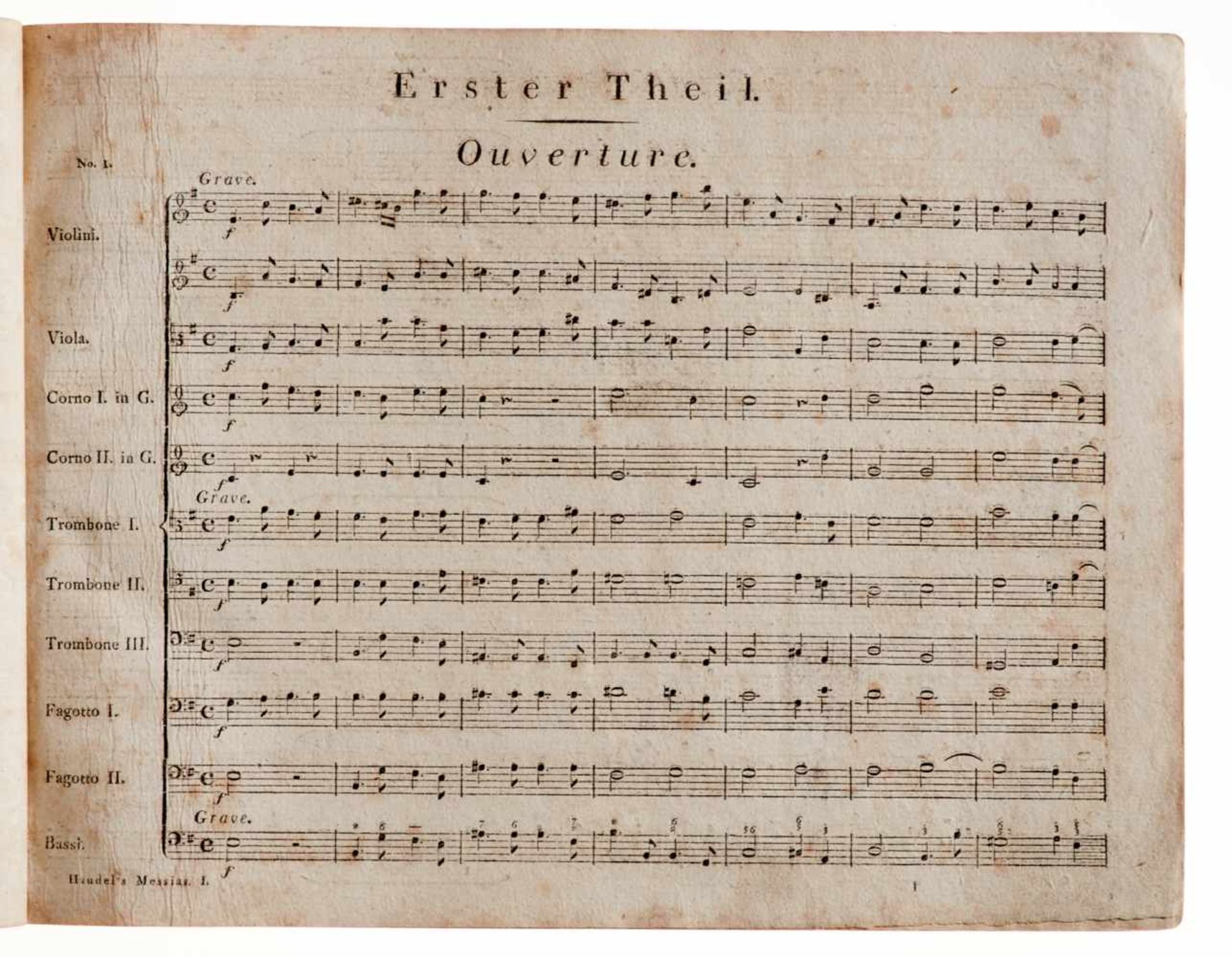 Händel, G. F.,Oratorium Der Messias nach W. A. Mozart's Bearbeitung. Partitur. Stuttgart, - Bild 3 aus 3
