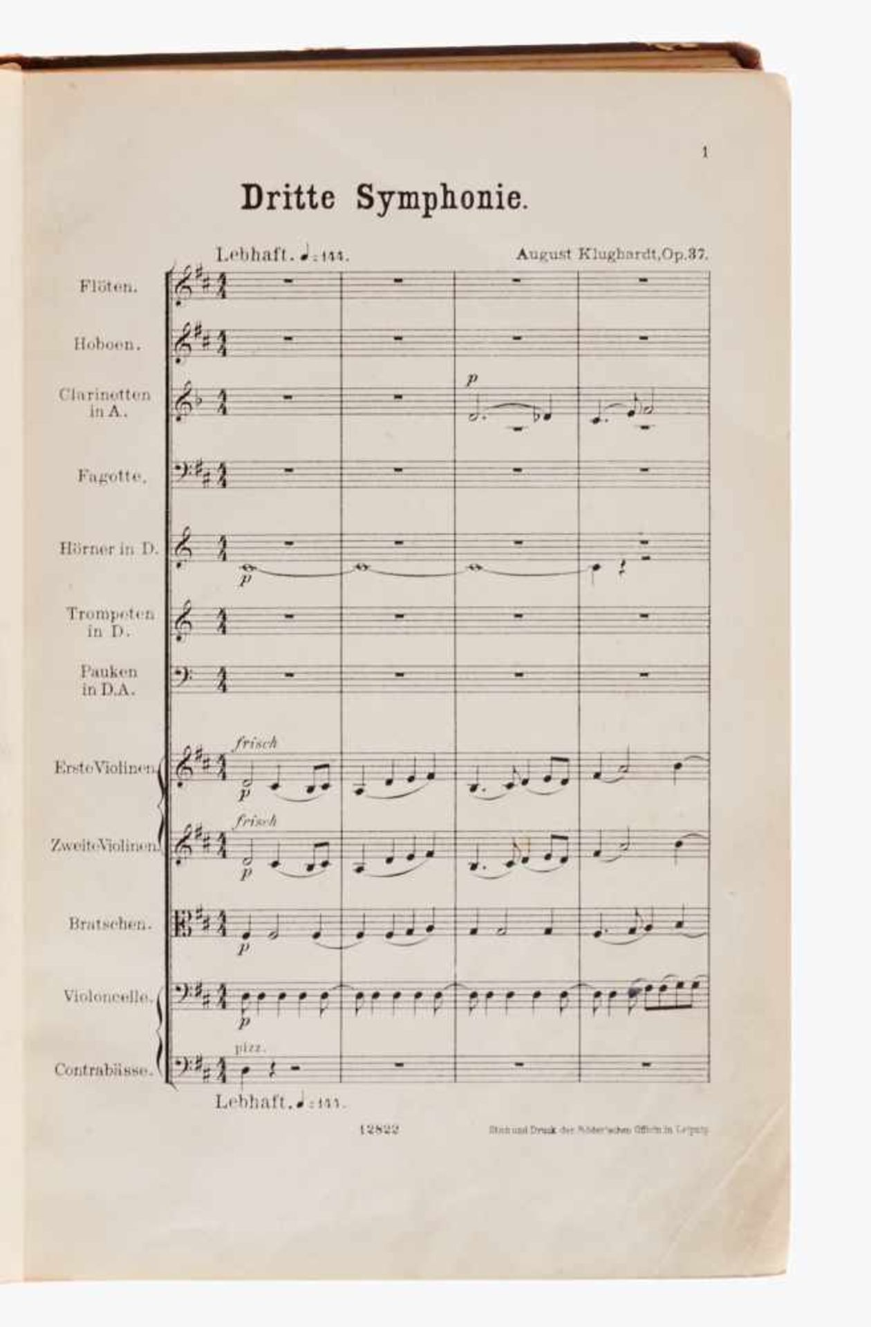 Klughardt, A.,Sinfonie No. 3 (D-Dur) für Orchester. Op. 37. Partitur. Berlin, Posen u. a., Bote - Bild 3 aus 3