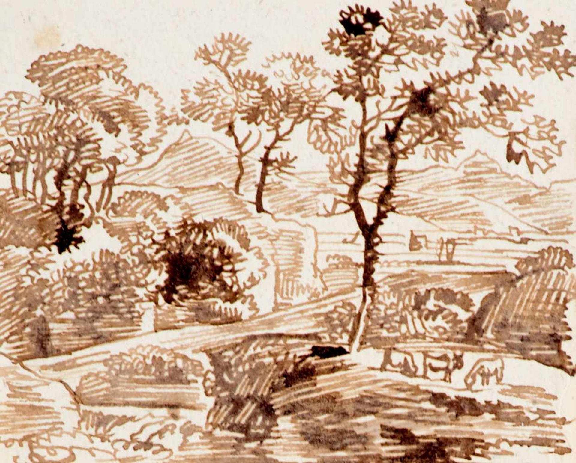 Kobell, Franz(Mannheim 1749-1822 München; Zuschreibung), Acht Landschaftsstudien. Lavierte - Bild 2 aus 4