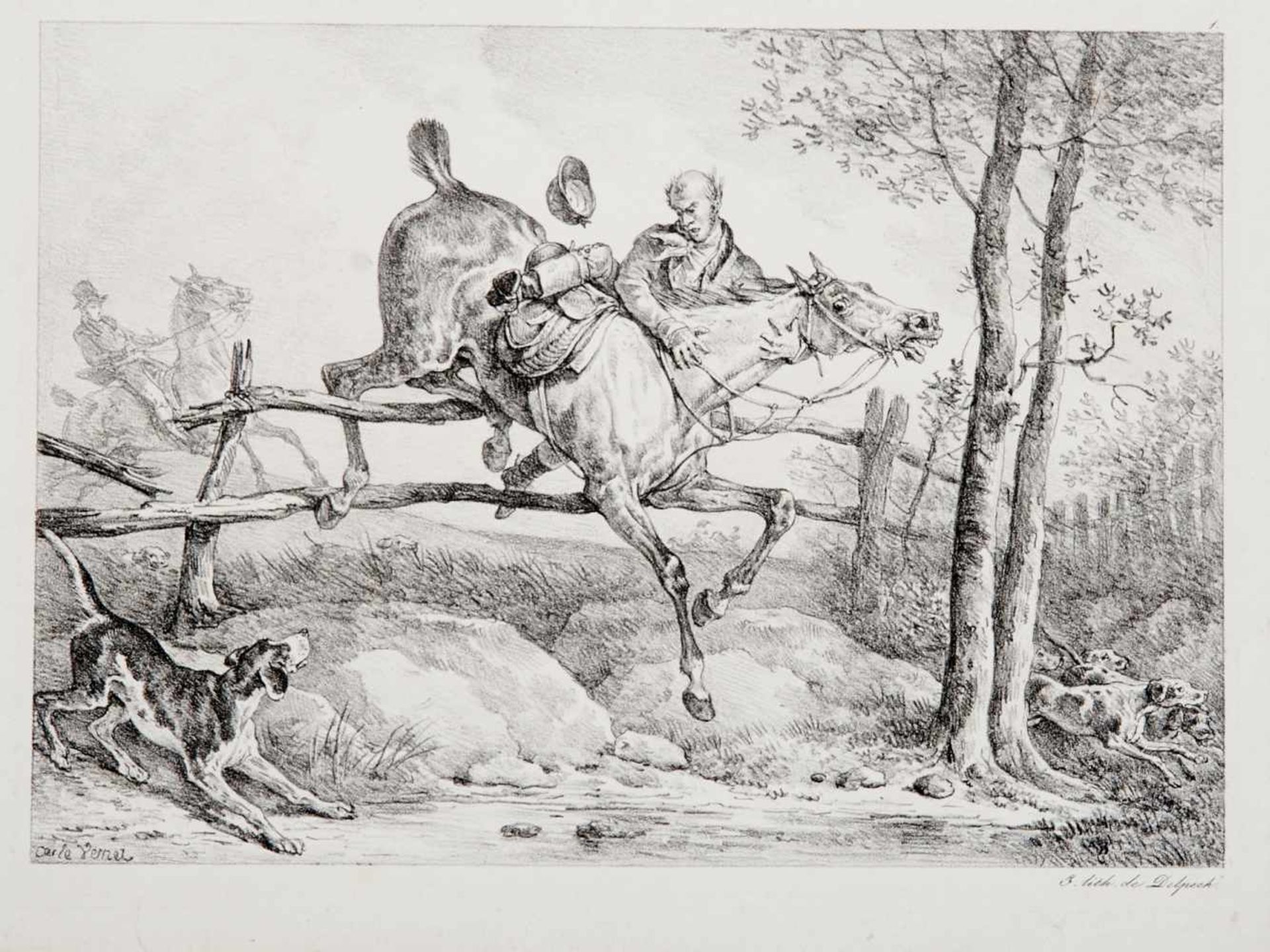 Fauna - Pferde - Sammlung -Acht Lithographien von F. Delpech nach C. Vernet, um 1825. Je ca. 19,5