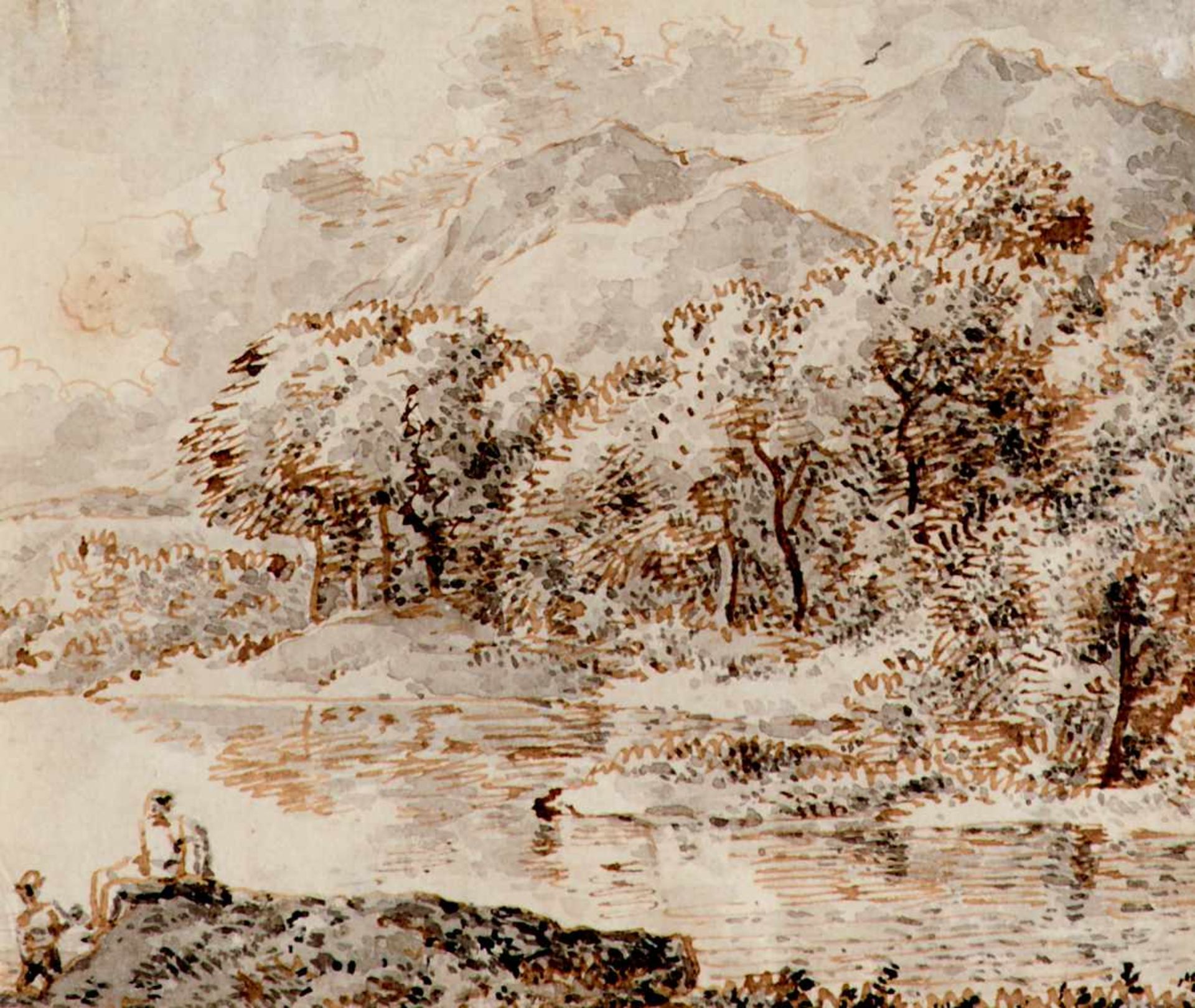 Kobell, Franz(Mannheim 1749-1822 München; Zuschreibung), Acht Landschaftsstudien. Lavierte