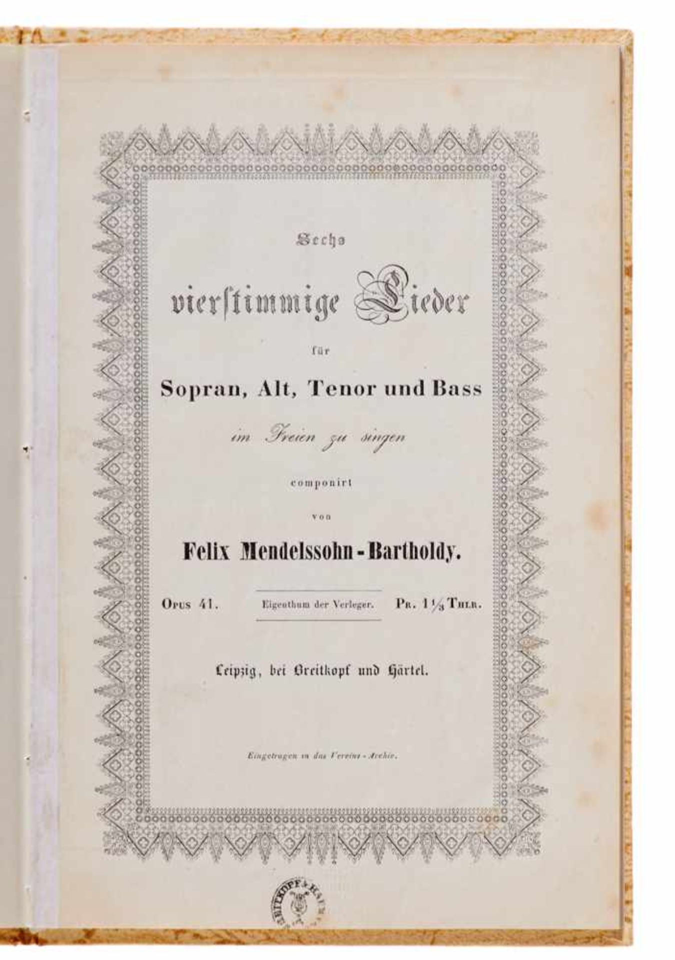 Mendelssohn Bartholdy, F.,Ouvertüre zu Ruy Blas für großes Orchester. Op. 95. Partitur. (No. 24 - Bild 5 aus 6