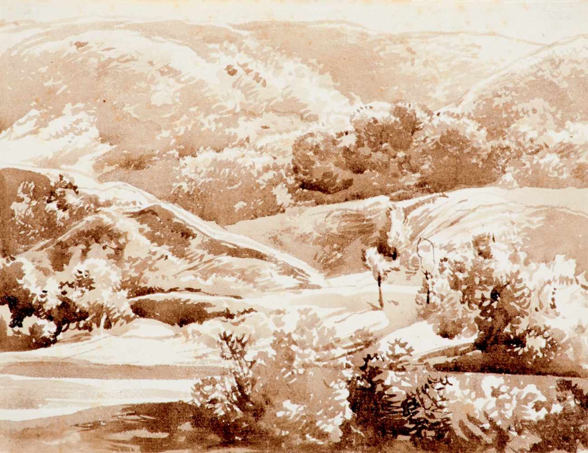Kobell, Franz(Mannheim 1749-1822 München; Zuschreibung), Acht Landschaftsstudien. Lavierte - Bild 4 aus 4