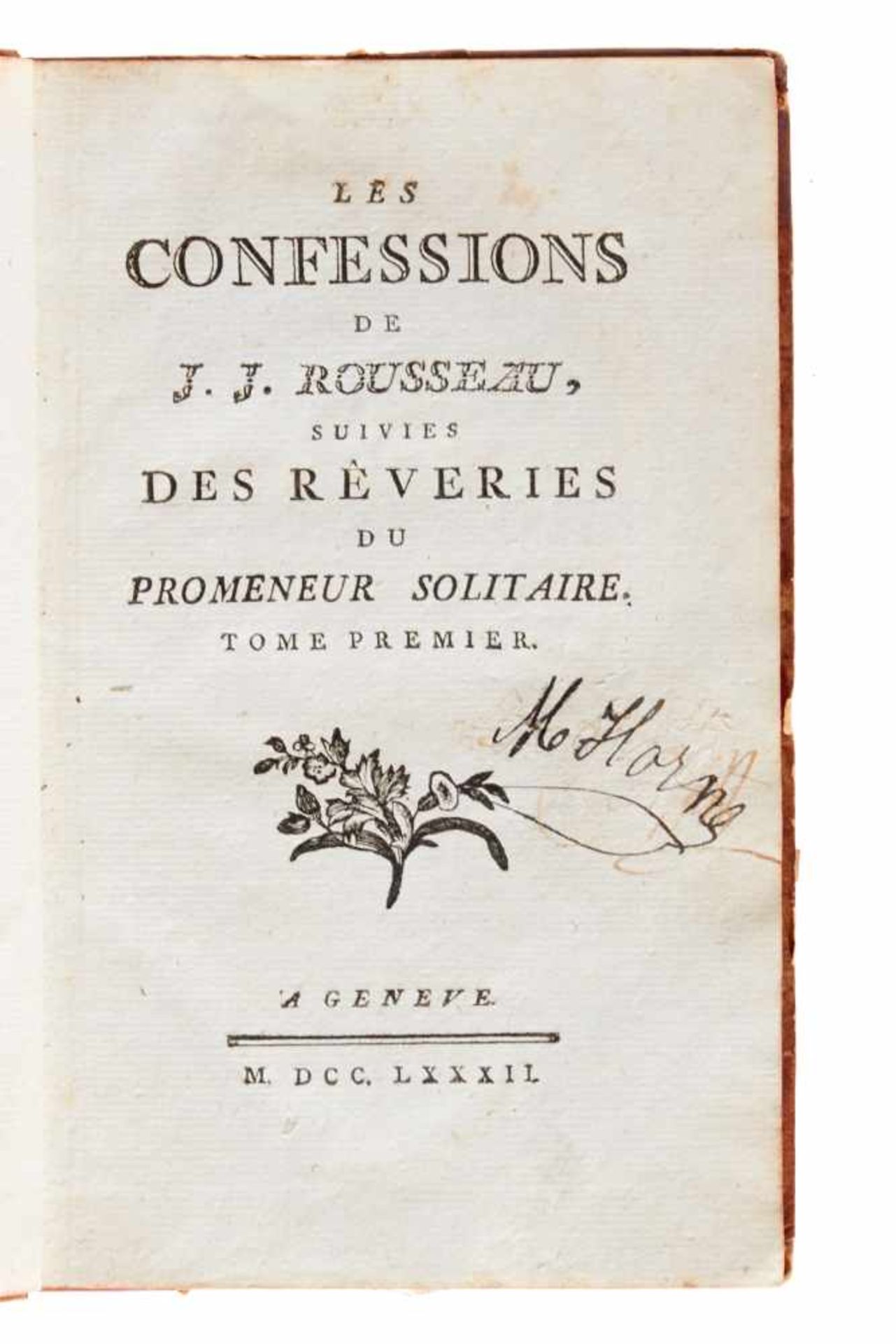 Rousseau, J. J.,Les confessions, suivies des r?veries du promeneur solitaire. 2 Bde. Genf 1782. - Bild 2 aus 2