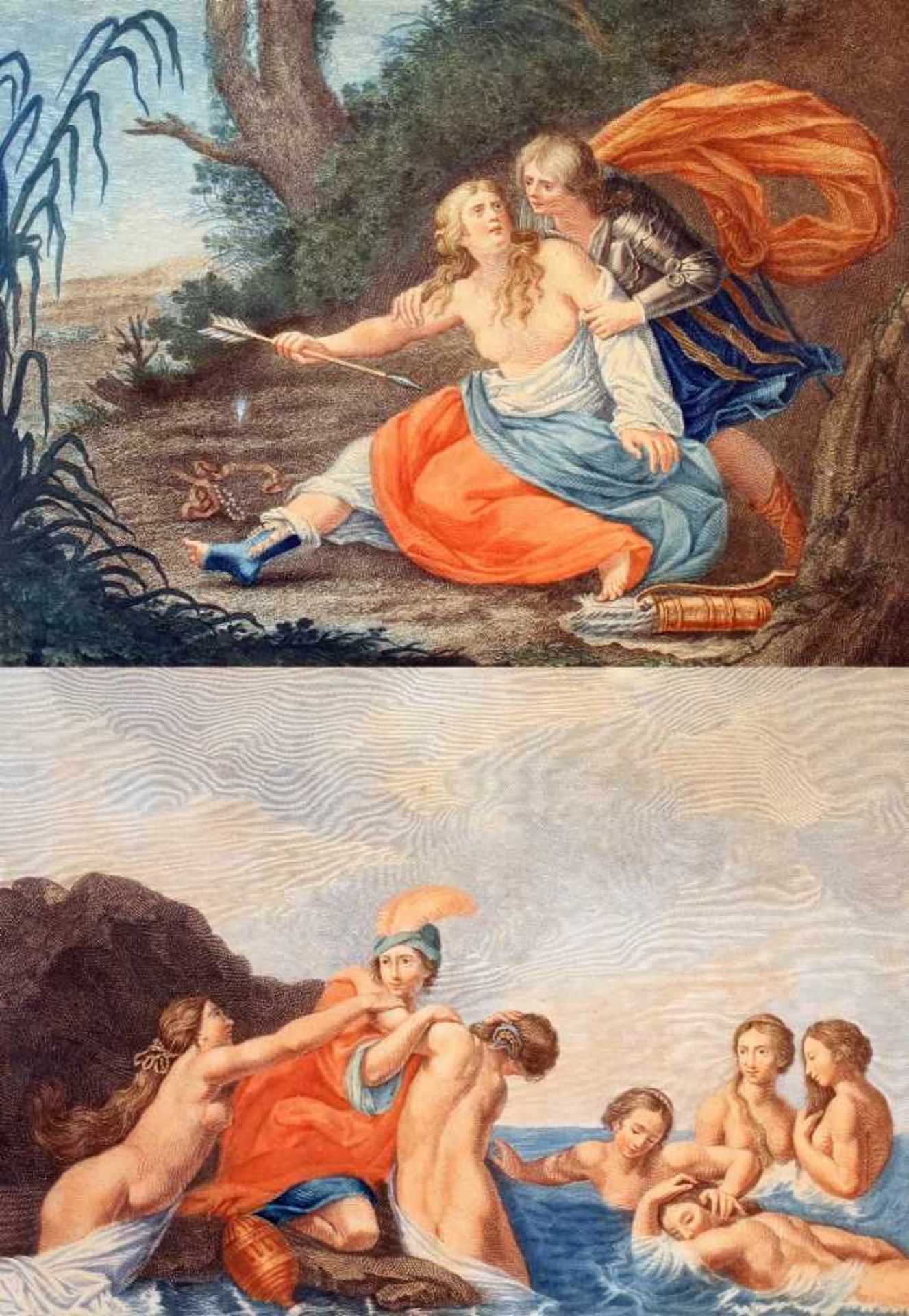 2 colorierte Kupferstiche - Italien 18. Jahrhundert - Benedetto Eredi (1750-1812)1x "Aci e Galatea",