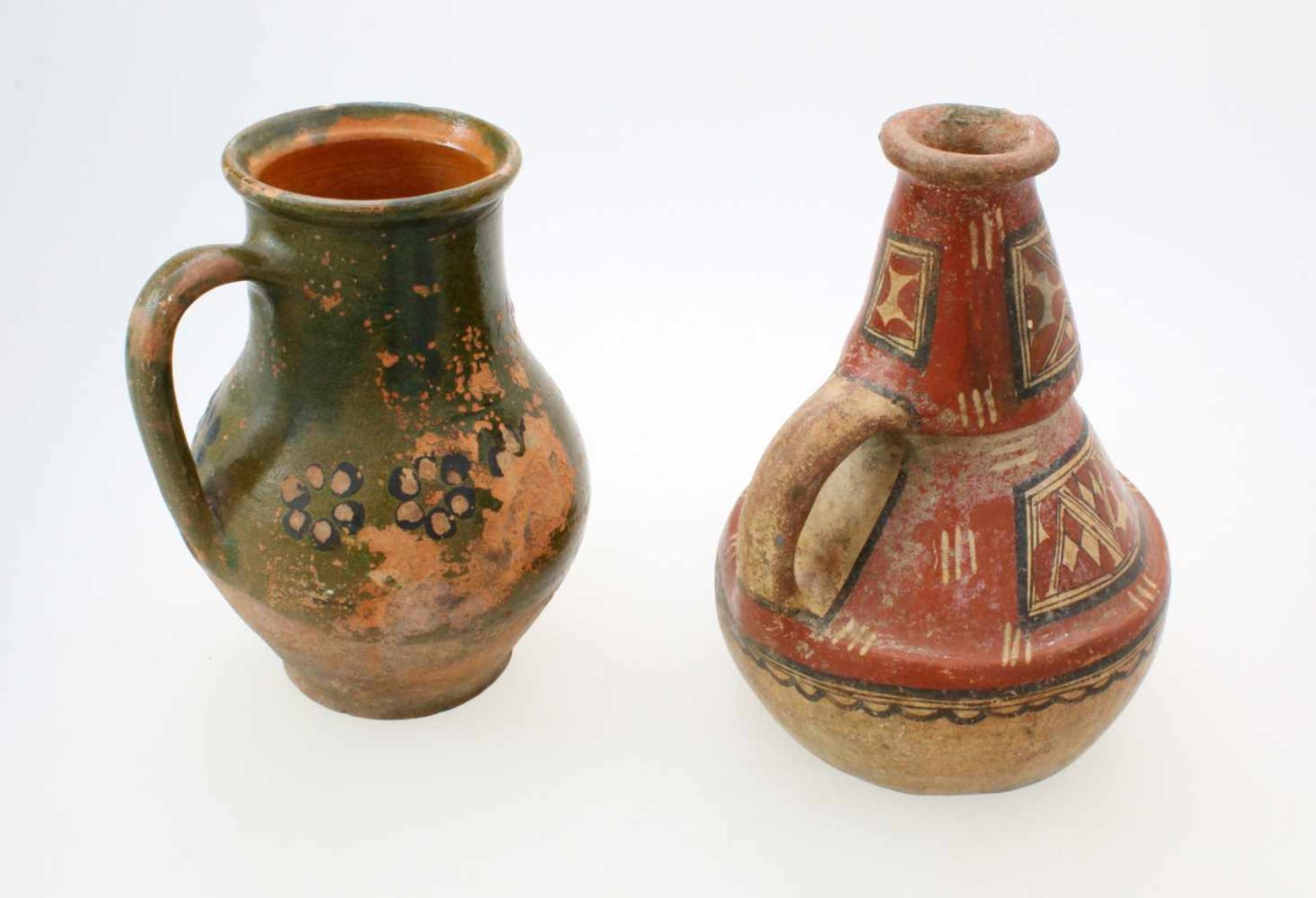 Mittelamerika - 2 polychrome KeramikgefäßeEinhenkliger, polychromer Krug, möglicherweise - Image 2 of 2