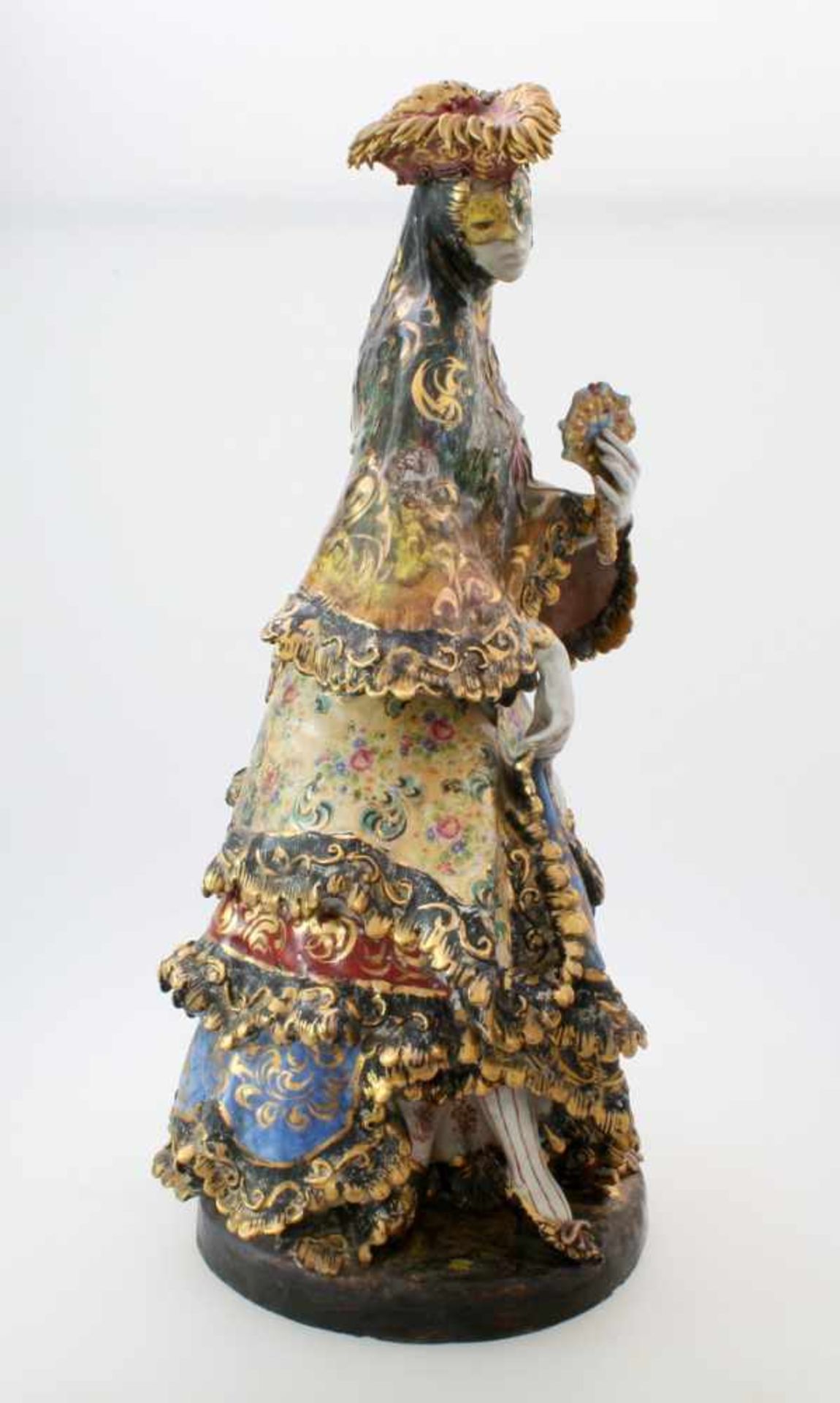 Keramikplastik "Venezianische Colombina" - Eugenio Pattarino (1885-1971)Große Figur, polychrom- - Image 4 of 7
