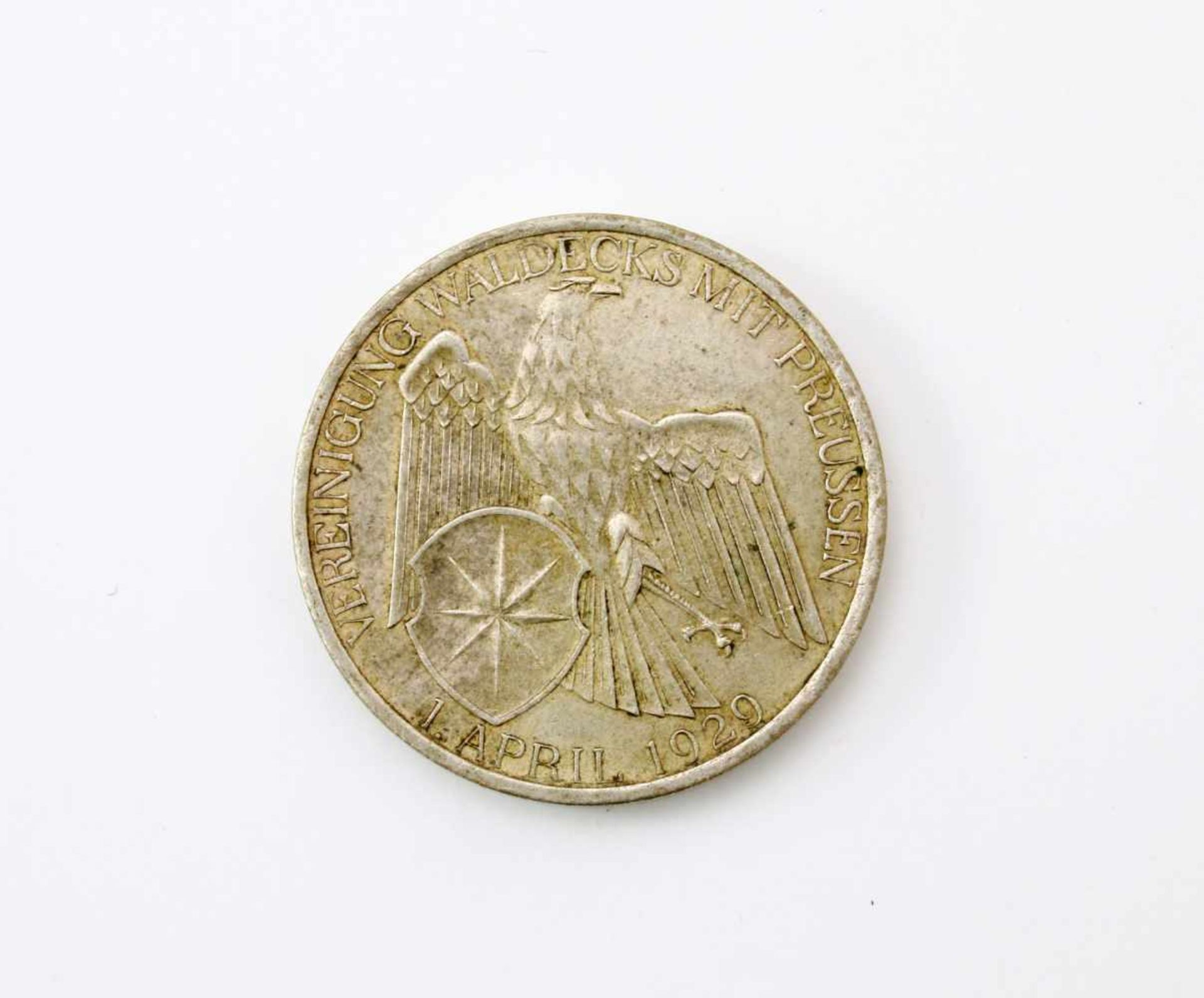 3 Reichsmark "Waldeck" 1929Silbermünze, vorzügliche Erhaltung, A, Vereinigung Waldecks mit Preußen.
