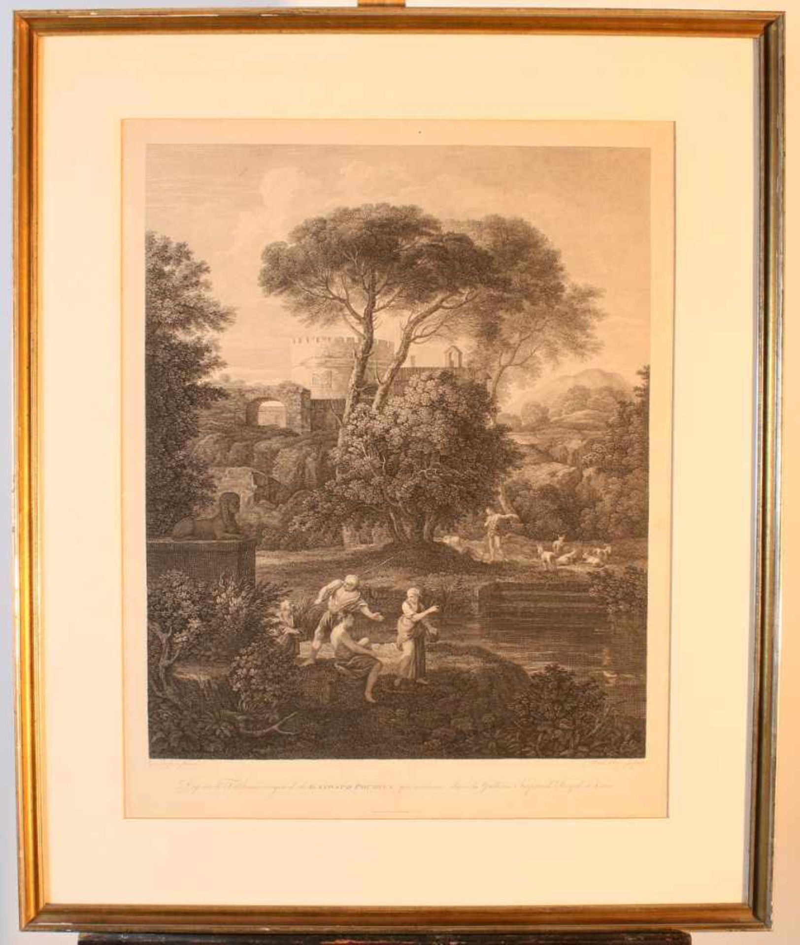 2 Kupferstiche - 17. / 19. JahrhundertAnsicht einer Landschaft Gaspard Poussin (eigentlich Gaspard - Bild 5 aus 5