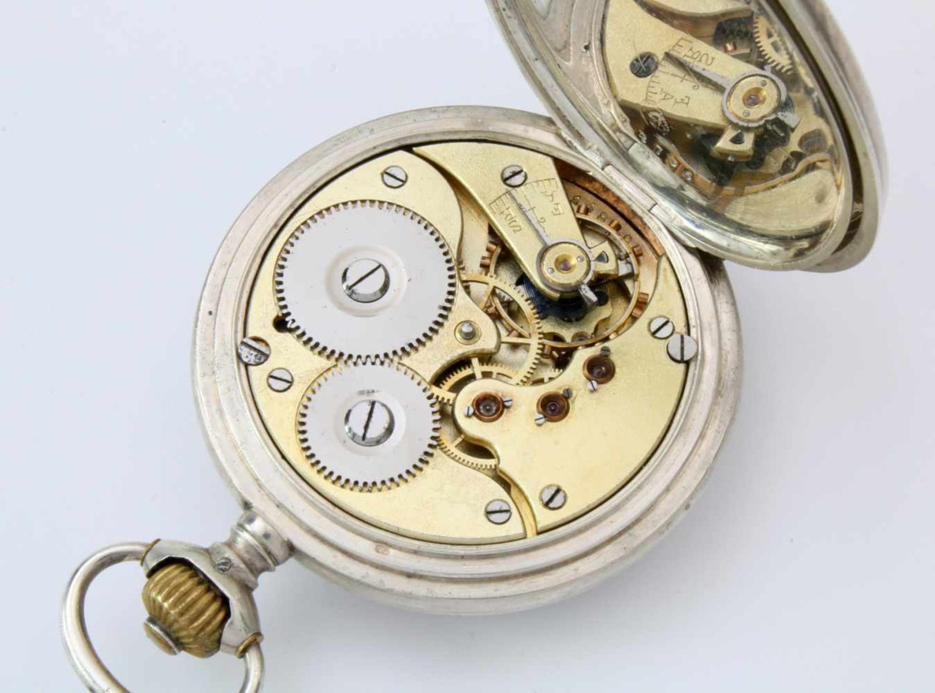 Herrentaschenuhr - IWC / OrtSavonette, Silber; 15-steiniges, vergoldetes schweizer Ankerwerk mit 3 - Bild 2 aus 5