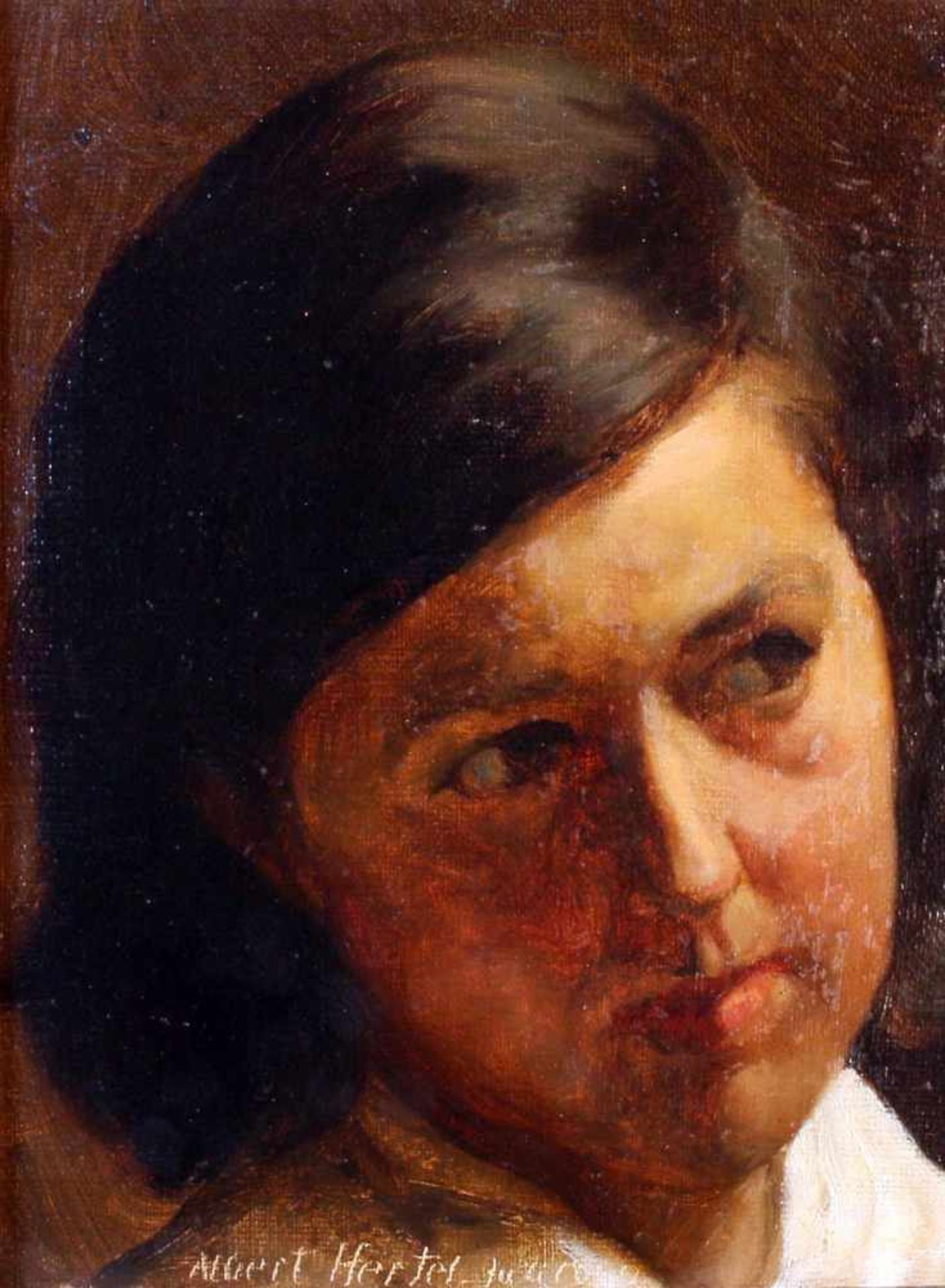 "Portrait einer jungen Frau" - Albert Hertel (1843-1912)Öl auf Leinwand, unten mittig signiert und