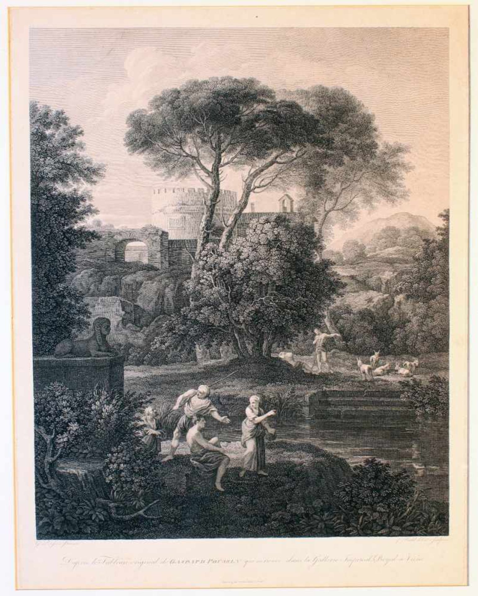 2 Kupferstiche - 17. / 19. JahrhundertAnsicht einer Landschaft Gaspard Poussin (eigentlich Gaspard - Bild 4 aus 5