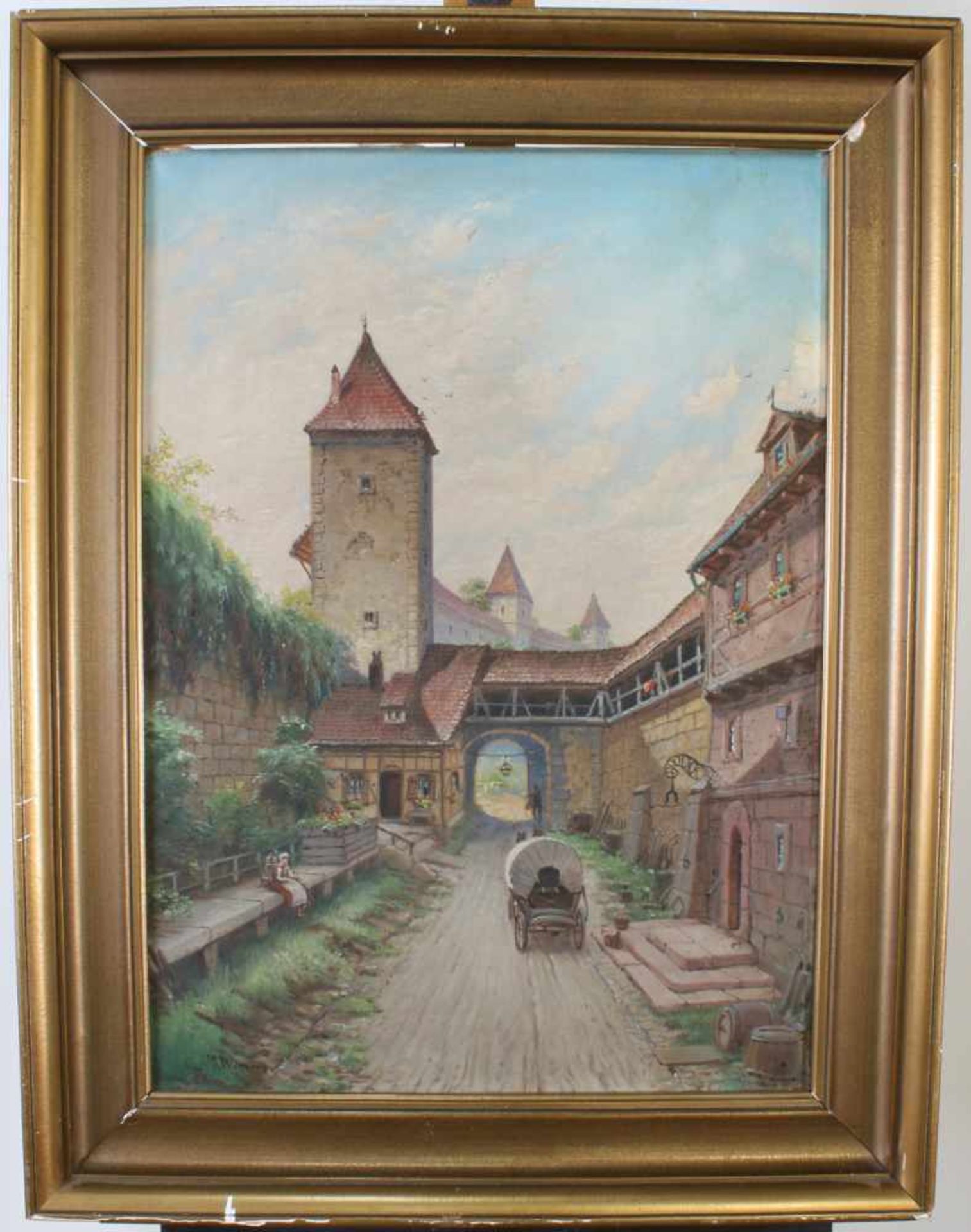 "Kobolzeller Tor in Rothenburg o. d. Tauber" - M. Wimmer - um 1900Öl auf Leinwand, unten links - Bild 2 aus 3