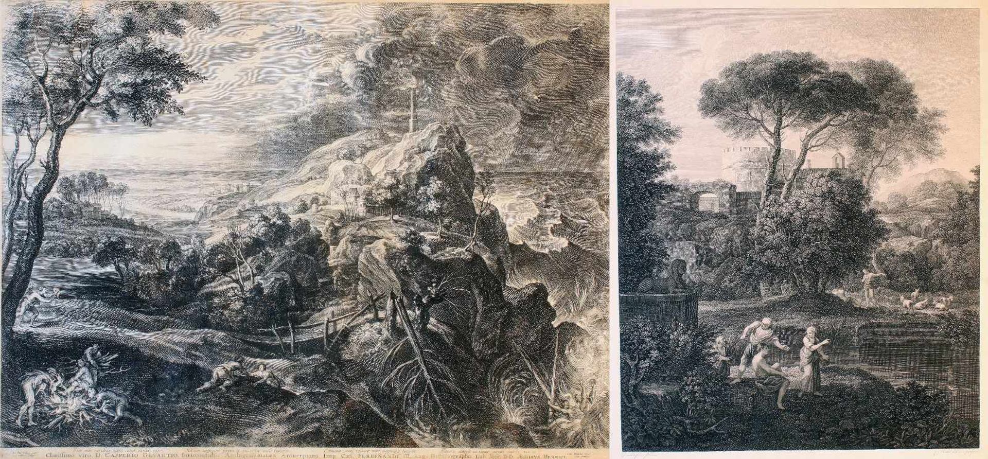 2 Kupferstiche - 17. / 19. JahrhundertAnsicht einer Landschaft Gaspard Poussin (eigentlich Gaspard