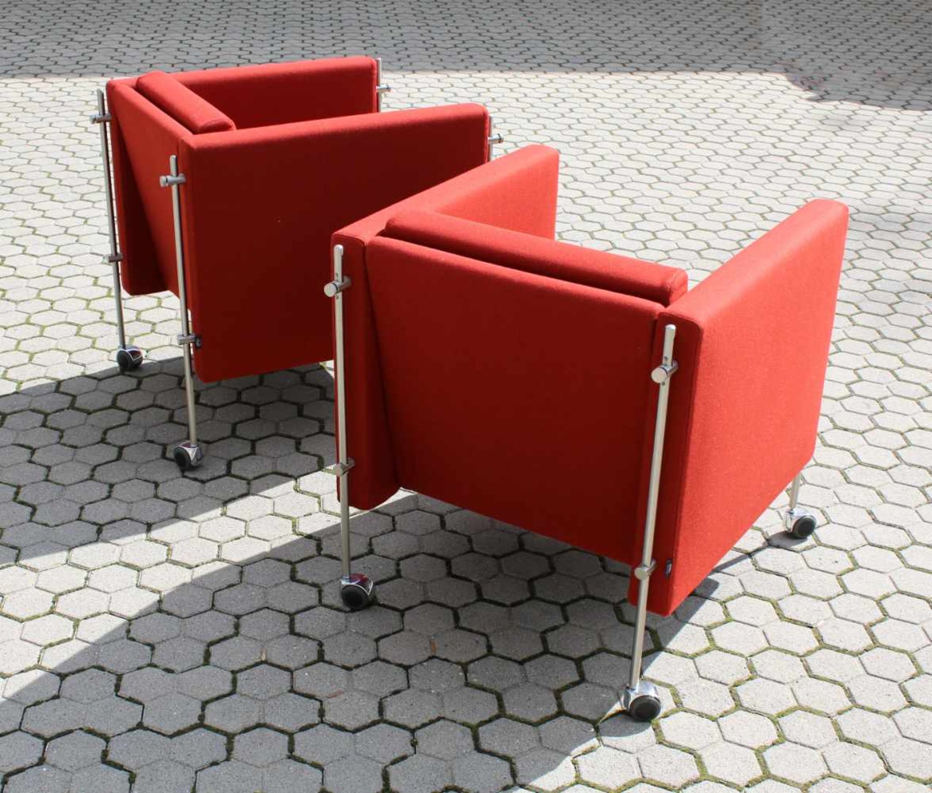 Paar Designersessel Artflex Mod. FelixEntwurf F. v. Burkhard Vogtherr, Sessel mit Metallstruktur und - Bild 3 aus 3