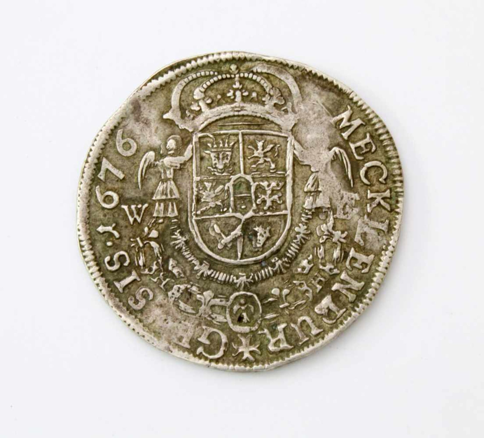 2/3 Taler - 1676 Mecklenburg-Schwerin - Christian Ludwig I. (1658-1692)Silbermünze; Gew.: 18,49 g. - Bild 2 aus 2