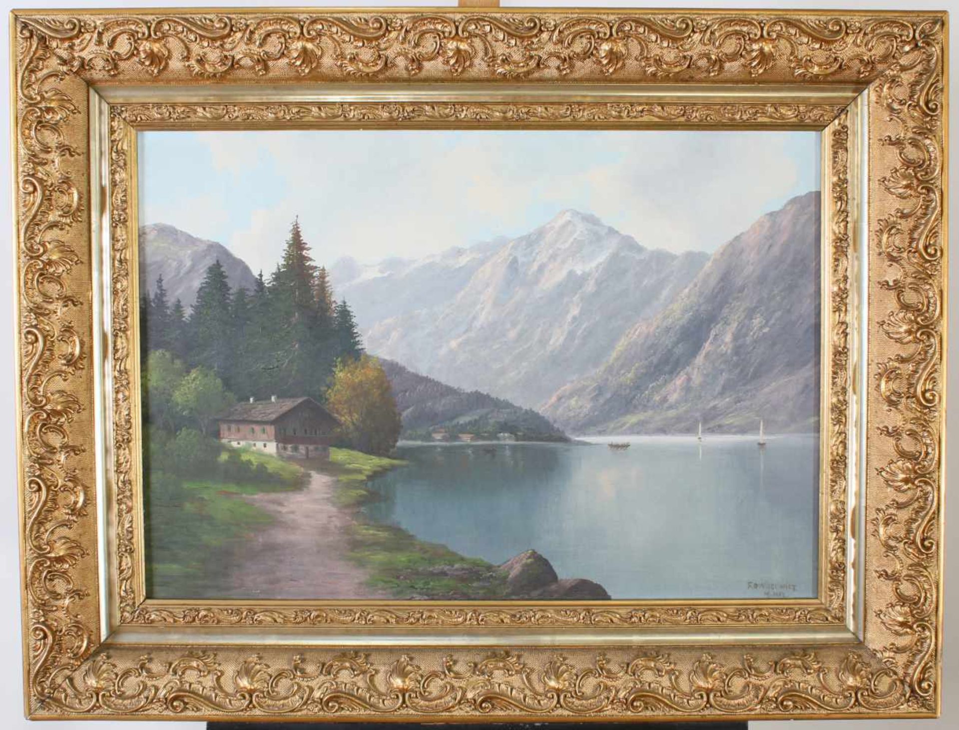 "Bergsee" - Franz Otto Wieduwilt (19. / 20. Jahrhundert)Öl auf Leinwand, unten rechts signiert und - Bild 2 aus 3