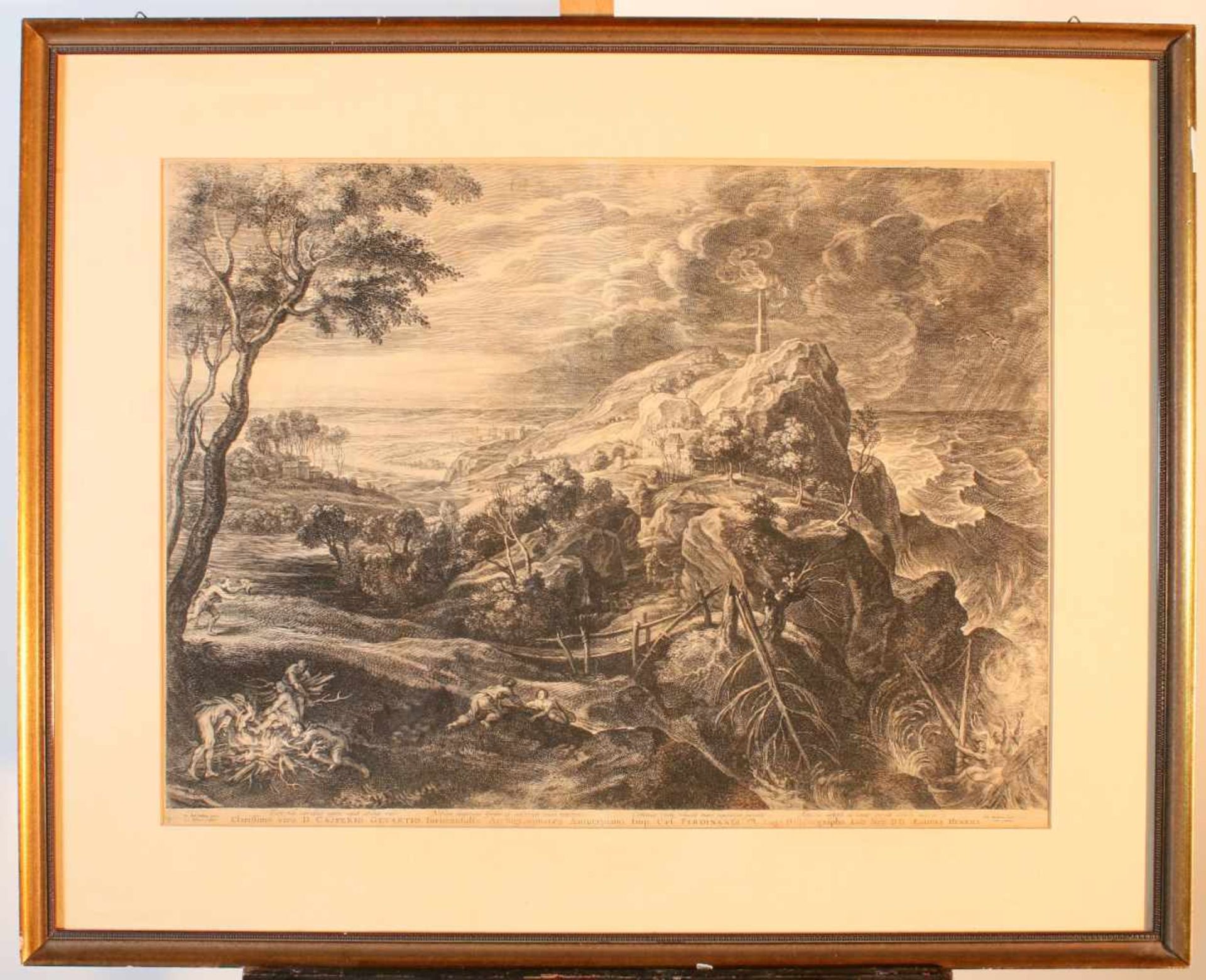 2 Kupferstiche - 17. / 19. JahrhundertAnsicht einer Landschaft Gaspard Poussin (eigentlich Gaspard - Bild 3 aus 5
