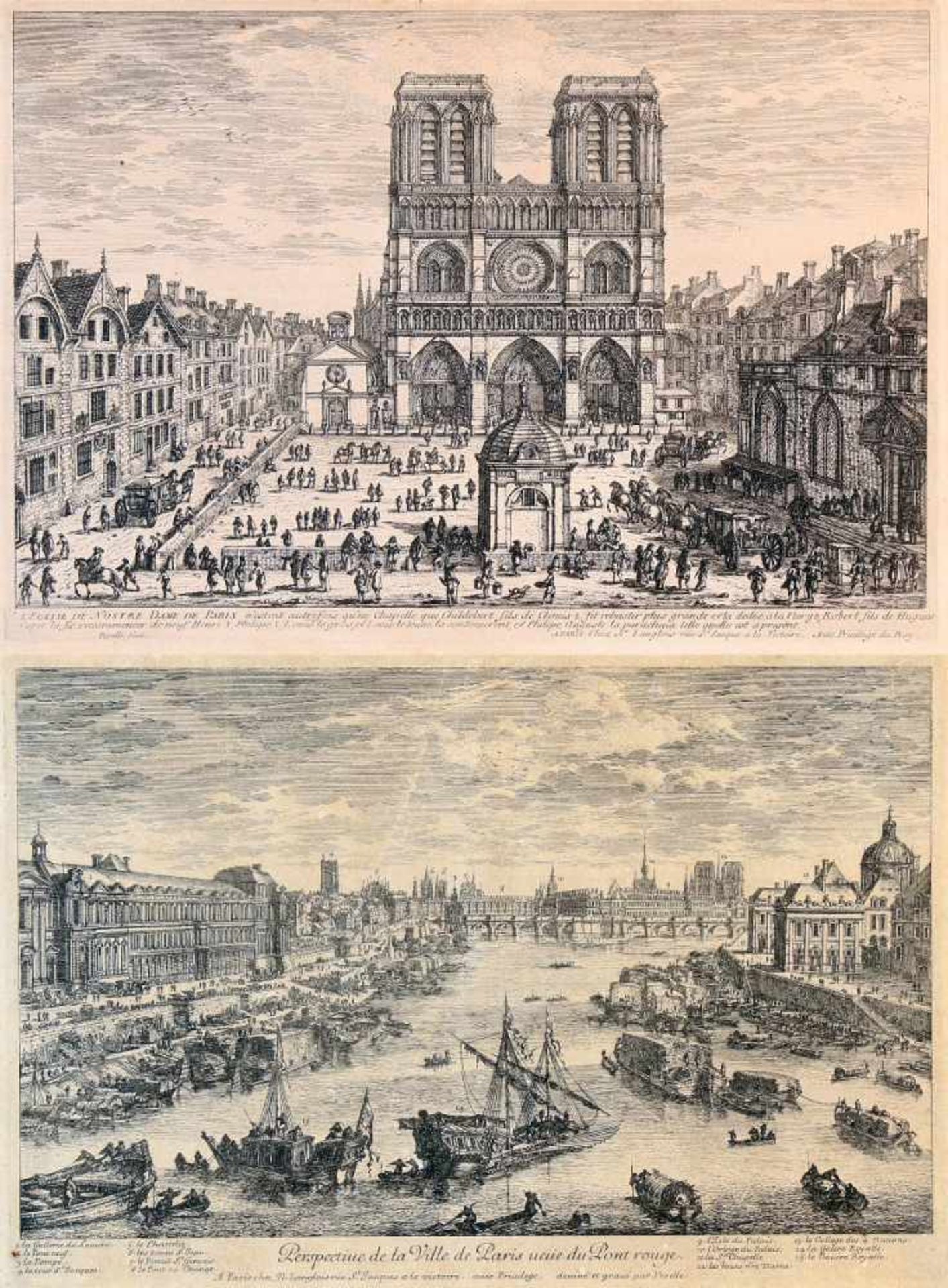 2 Kupferstiche - Stadtansichten von Paris / Frankreich um 16701x N. Langlois um 1670, Gabriel