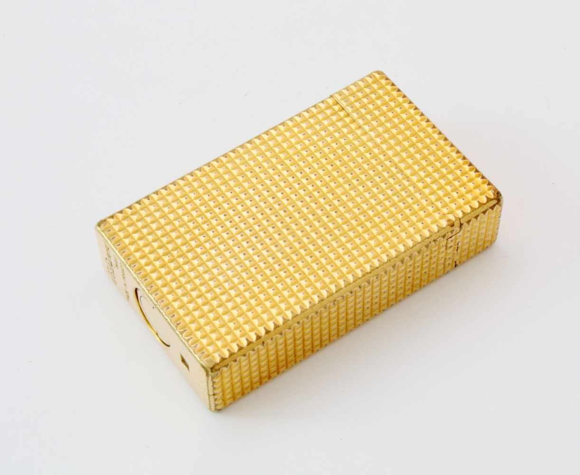 Vergoldetes Dupont FeuerzeugGewaffelte Oberfläche, noch alte 20 µm Vergoldung, Gebrauchsspuren, - Image 2 of 4