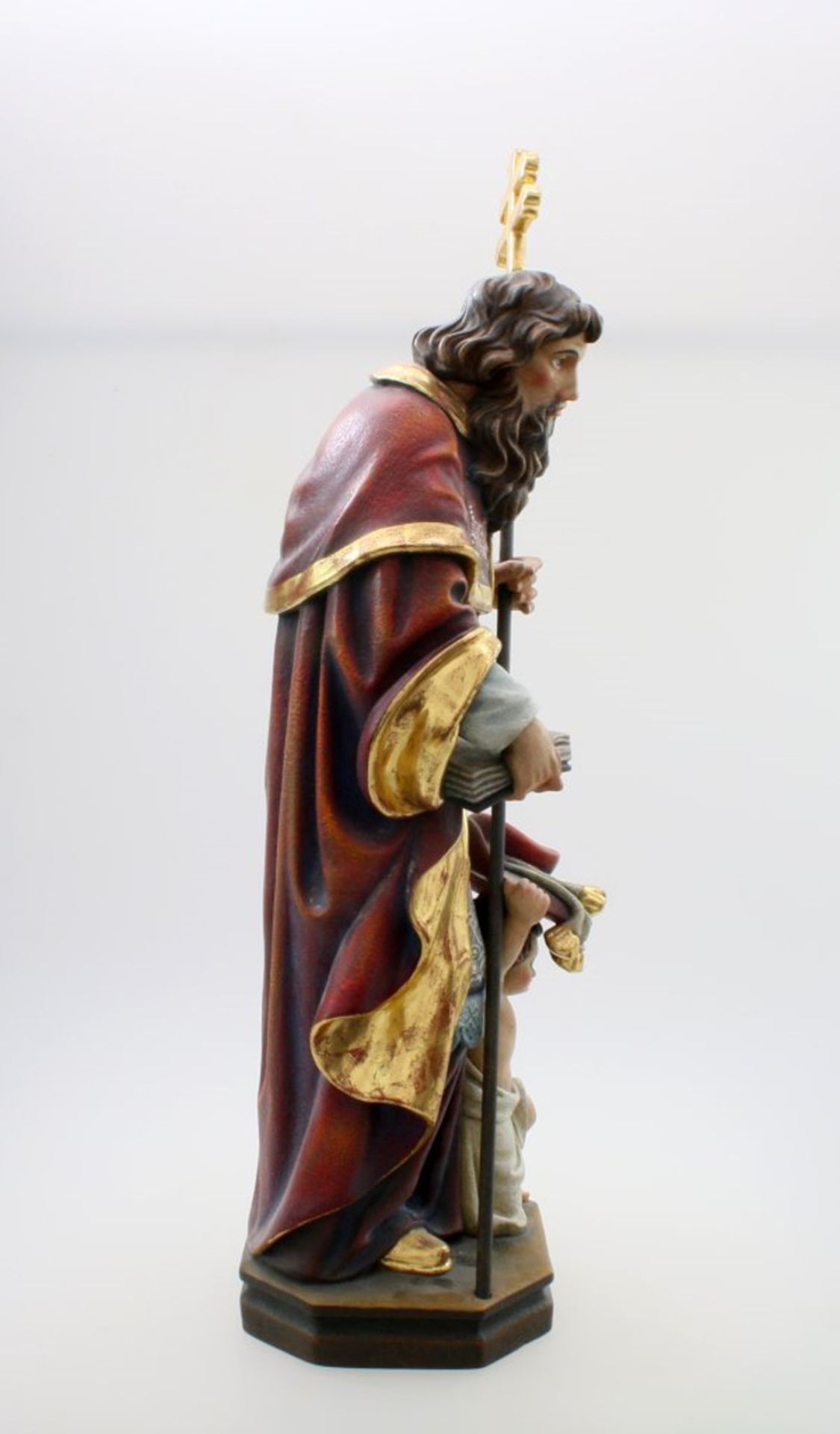 Große Holzfigur - Heiliger JosefPolychrom- und goldstaffiert. Heiliger Josef in der linken Hand Stab - Bild 2 aus 4