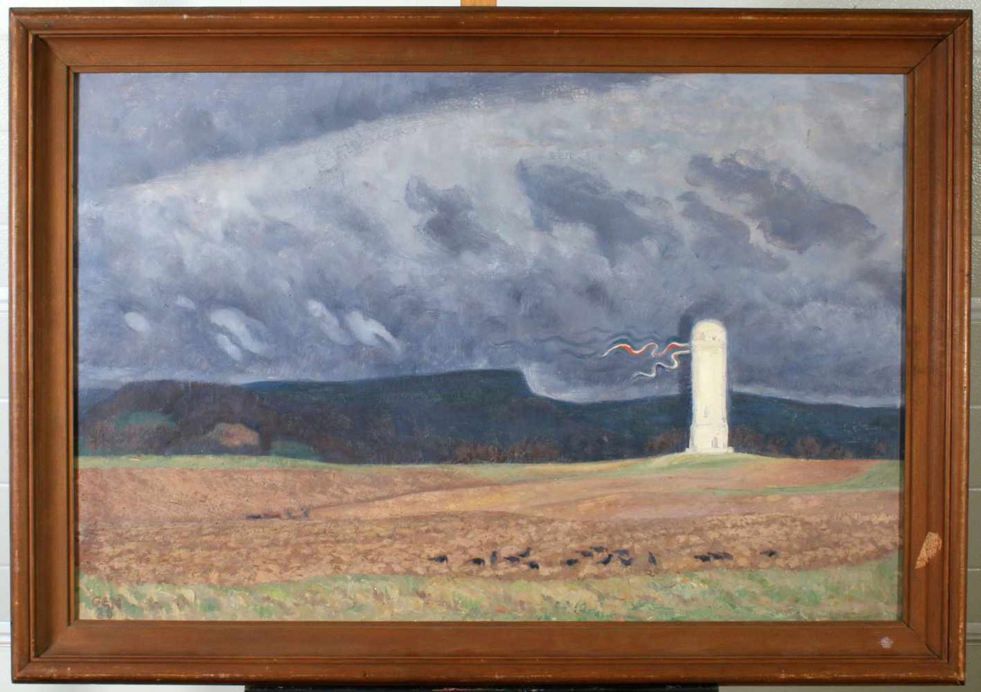 "Leuchtturm im Sturm" - Gen Niederer (1881-1957)Öl auf Leinwand, unten links signiert. Maße: 90 x 60 - Bild 2 aus 3