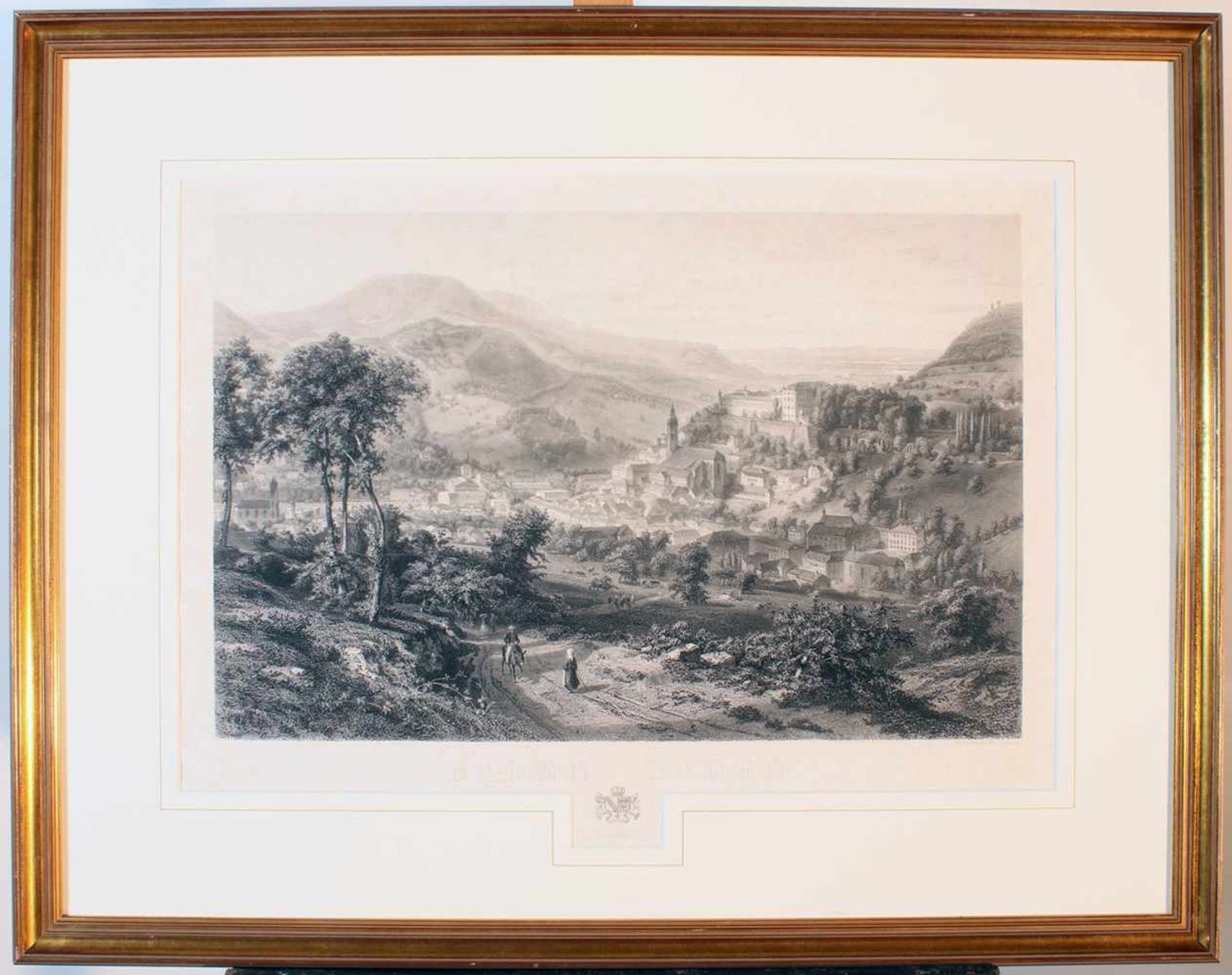 Kupferstich - Gesamtansicht von "Baden-Baden" um 1860 - Ed. Willmann (1820-1877)Hof-Kupferstecher. - Bild 2 aus 2