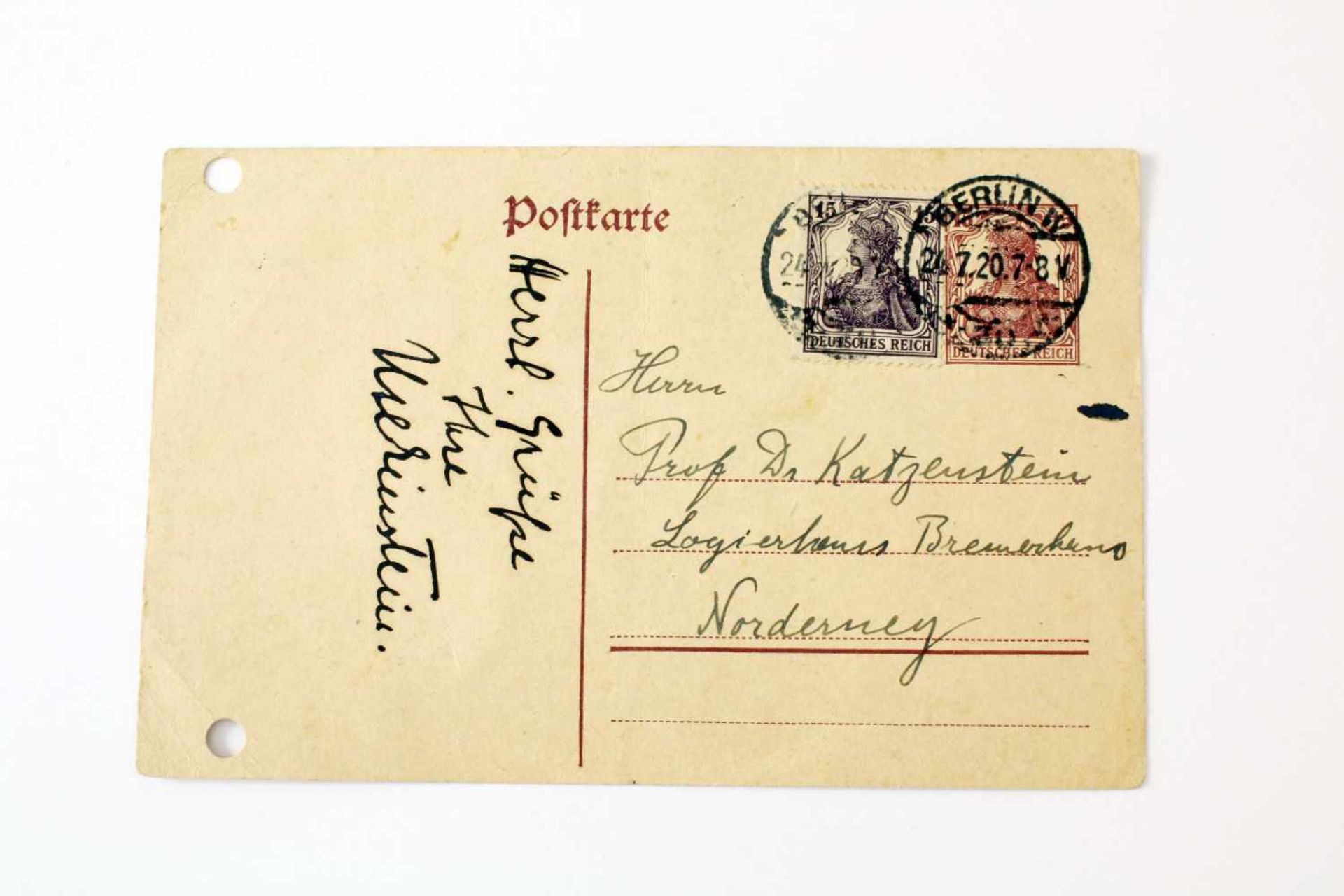 Albert Einstein - handgeschriebene Postkarte an Professor Dr. KatzensteinAlbert Einstein 1879 - - Bild 2 aus 2