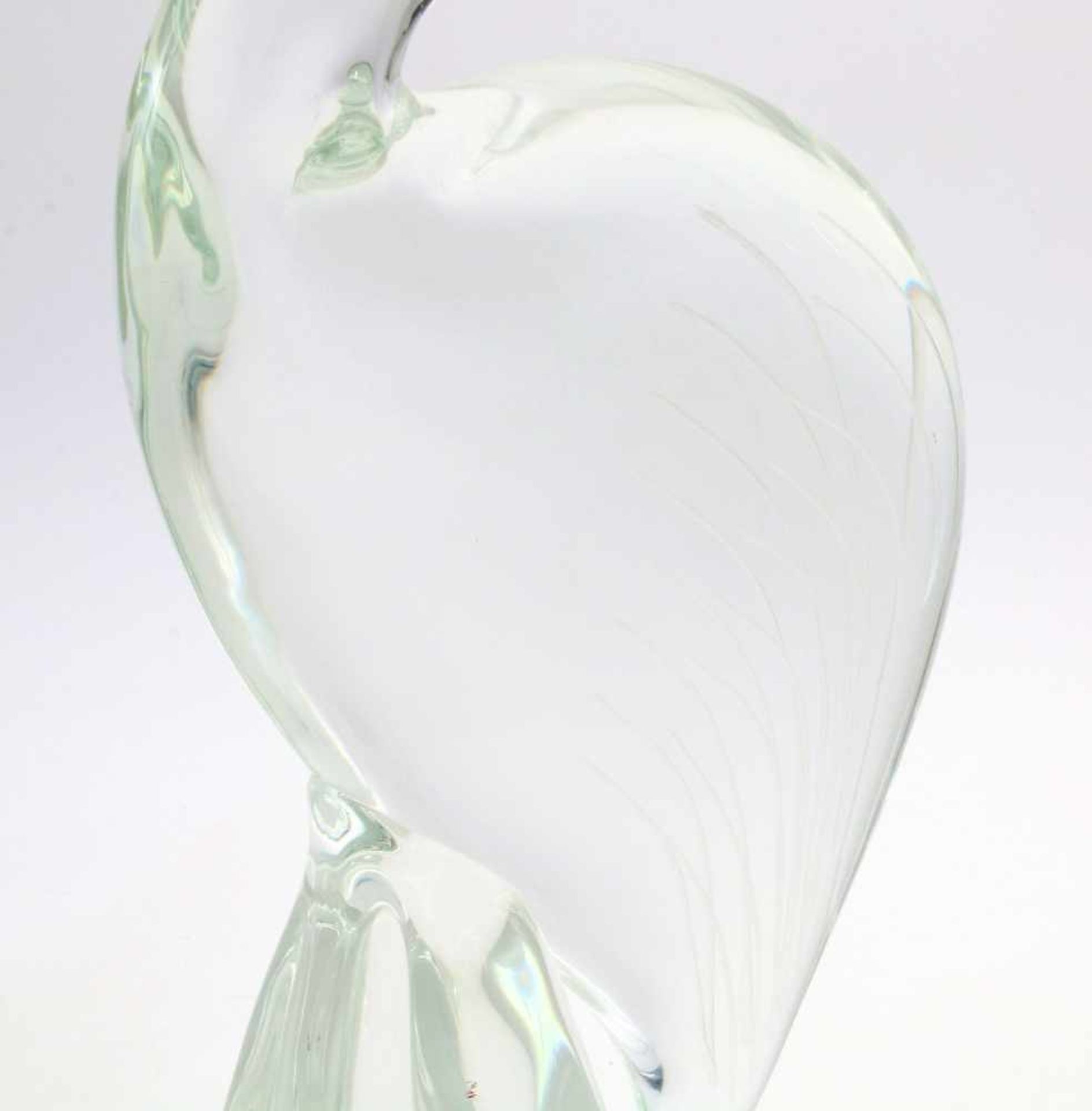 Glasplastik "Kranich" - Lalique ?Sitzender Kranich auf vierpassigem Sockel, farbloses - Bild 4 aus 4