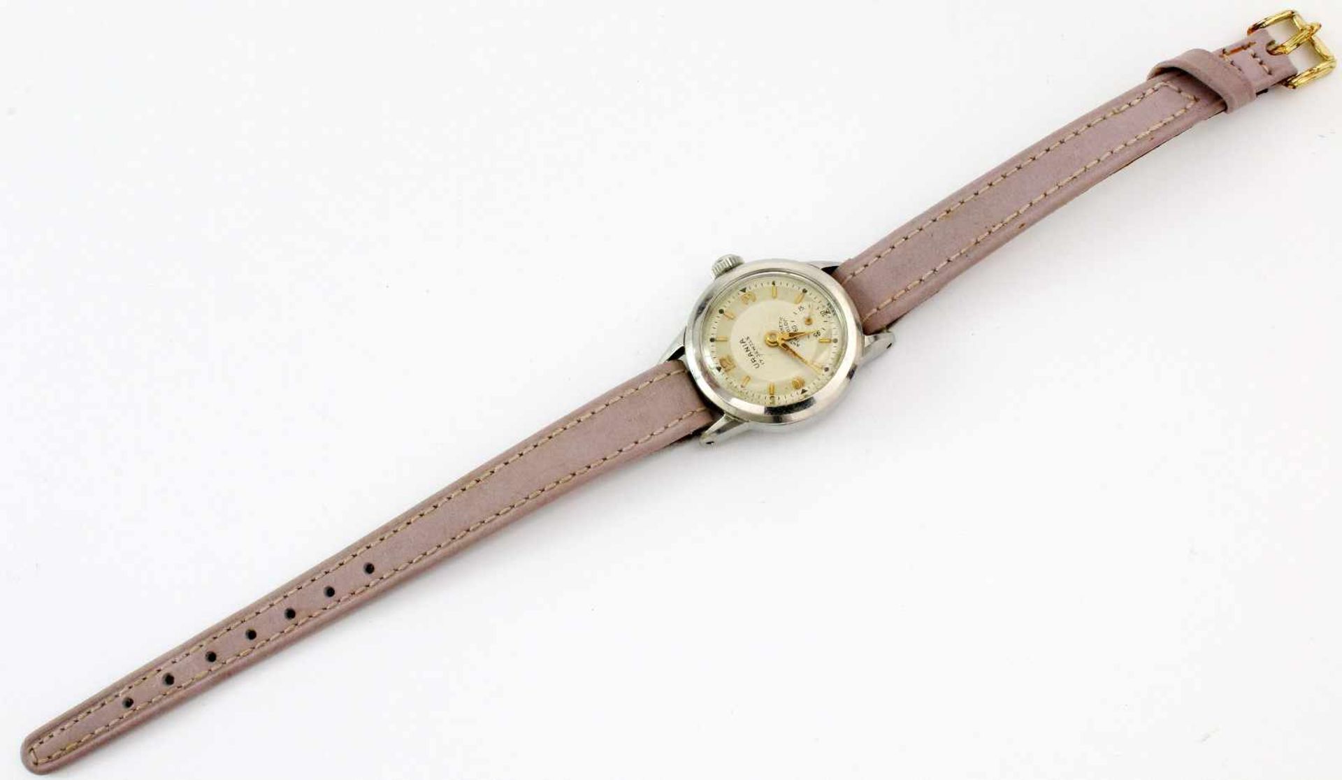 Damen-Armbanduhr - Urania / Huber um 1930Metall; 17-steiniges, weißes Handaufzugs-
