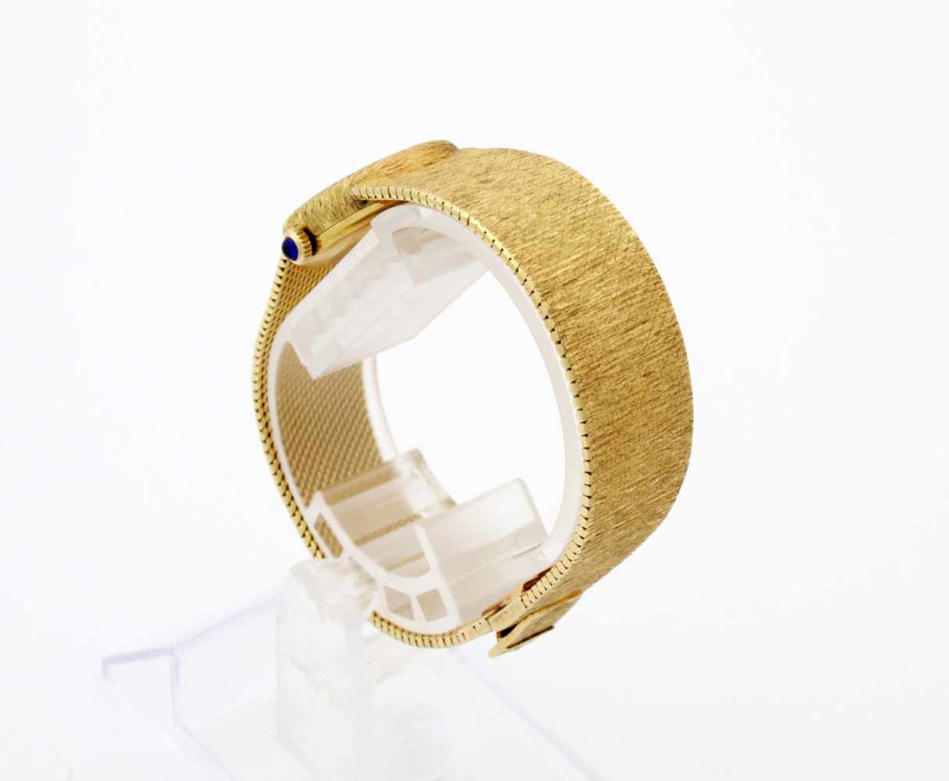 Goldene Damen-Armbanduhr - Baume & Mercier - RindengravurHandaufzugswerk BM 777, ovales Gehäuse GG - Bild 5 aus 5