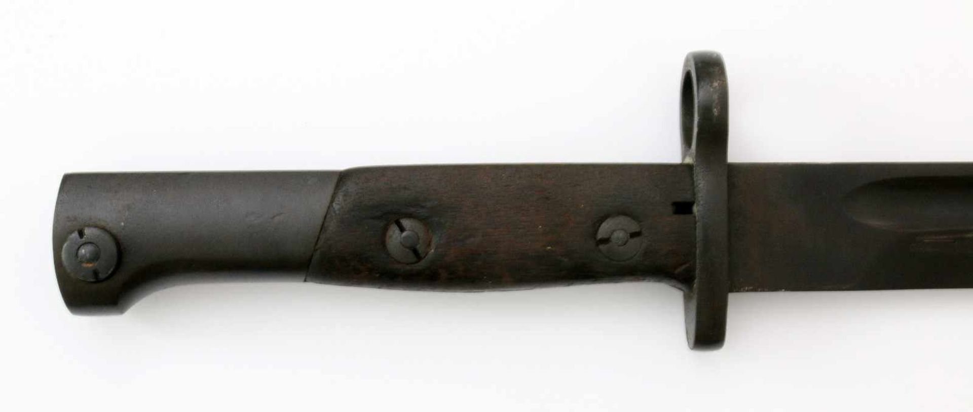 Belgien - Bajonett FN Mauser 98/24 Export langGekehlte Rückenklinge. Gesamte Waffe und die Scheide - Bild 3 aus 4