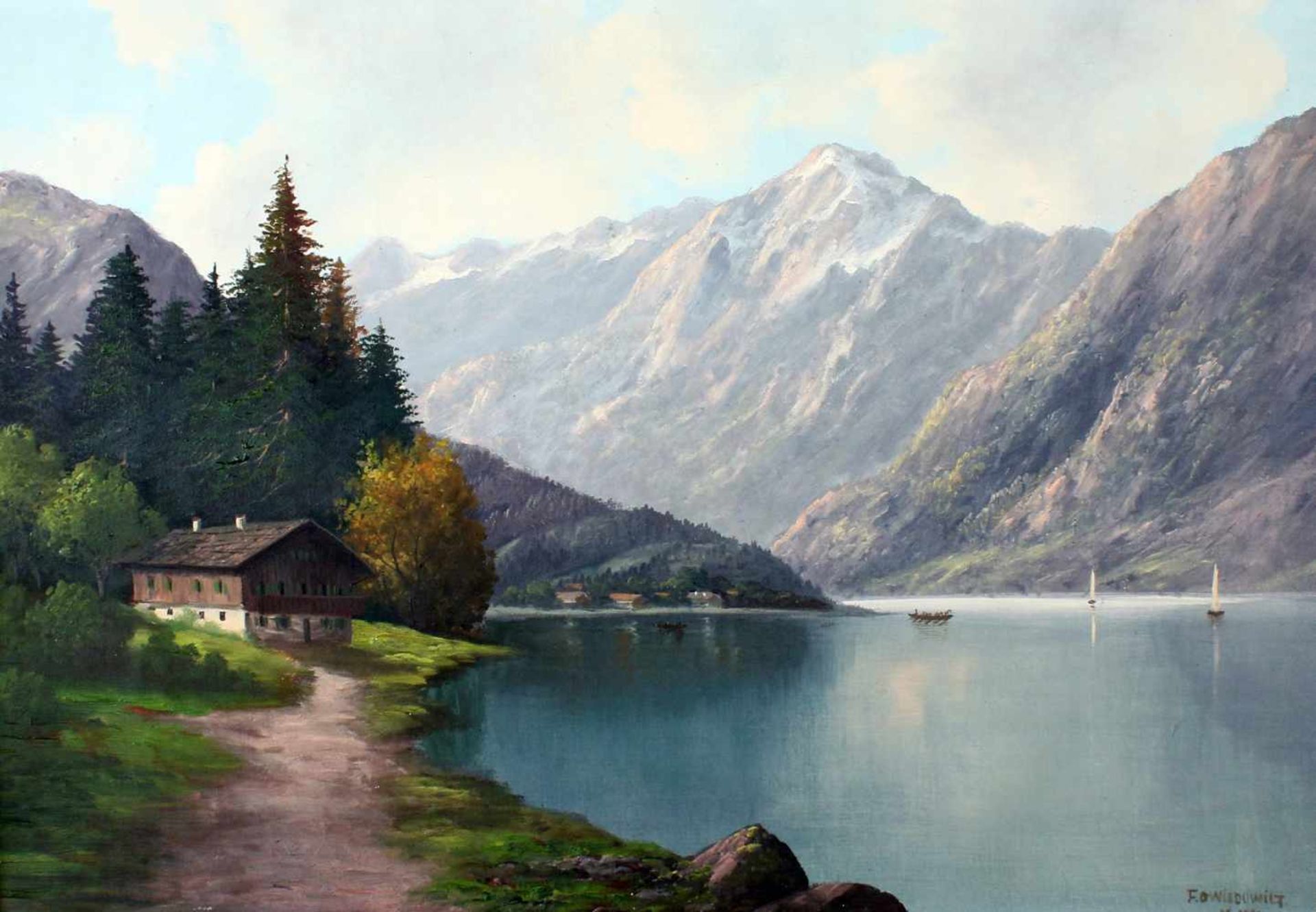 "Bergsee" - Franz Otto Wieduwilt (19. / 20. Jahrhundert)Öl auf Leinwand, unten rechts signiert und