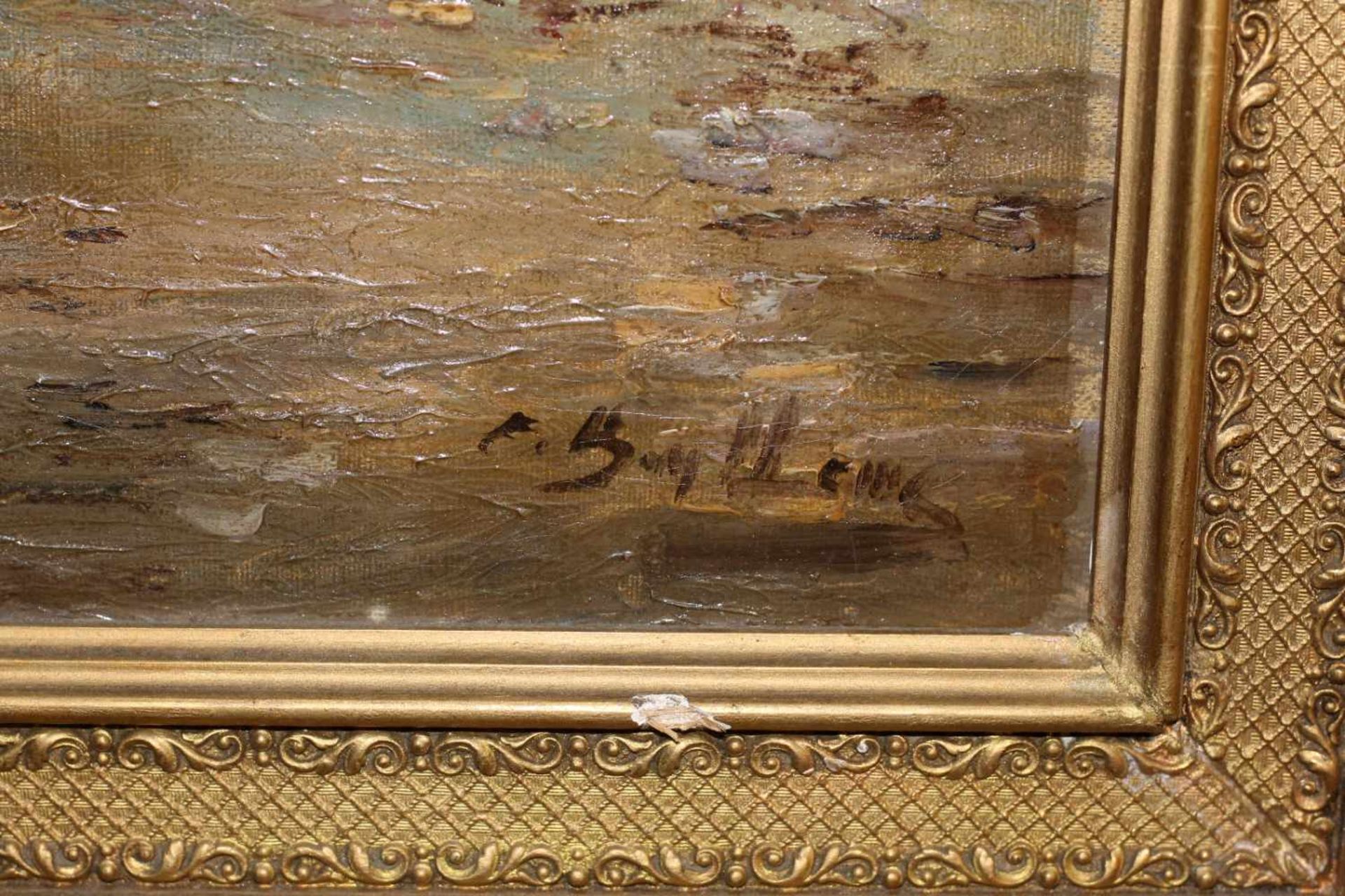 2 impressionistische Gemälde - Bauernhöfe um 1910Beide Gemälde Öl auf Leinwand, vom selben Maler, - Image 9 of 9