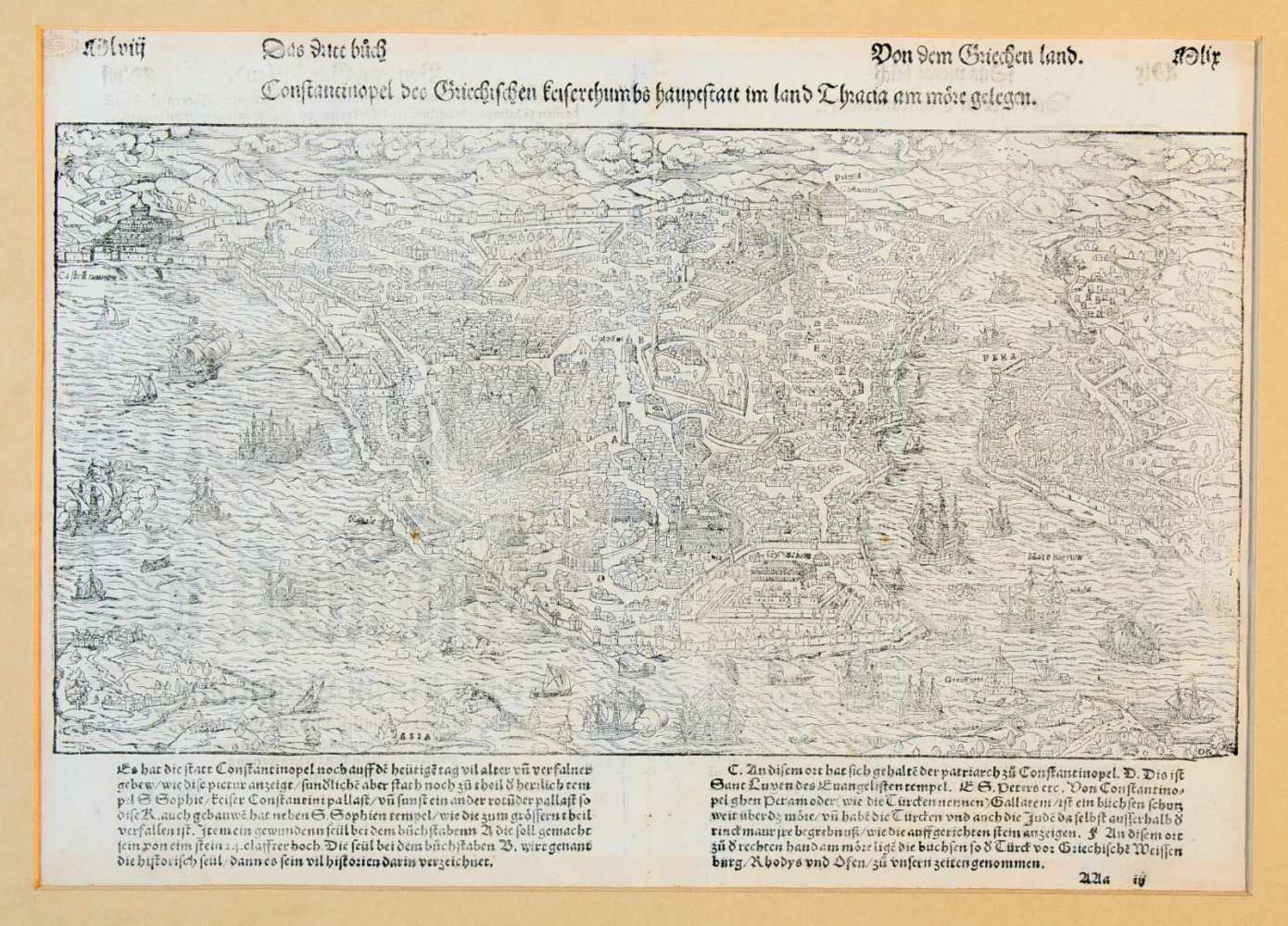 Kupferstich - Ansicht der Stadt Konstantinopel um 1600Doppelseite dem Buch "Die Statt