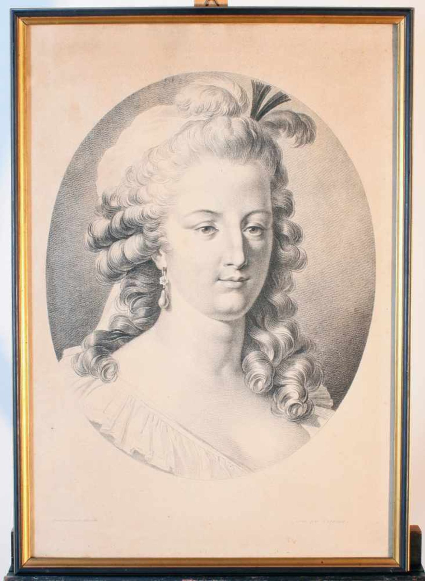 2 Kupferstiche - 18. Jahrhundert & 1 Lithographie um 18301x Portrait Maria-Antoinette - J.F. Le - Bild 7 aus 7
