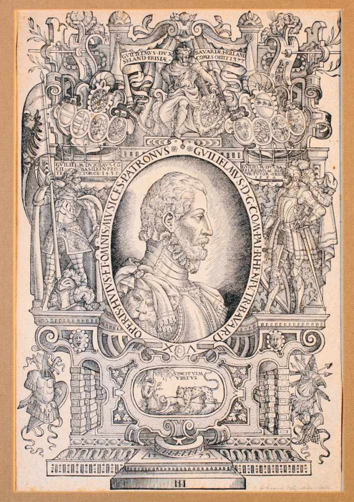 Kupferstich Bildnis Kaiser Rudolf II. 1573Römisch-deutscher Kaiser (1552-1612). Das Portrait des