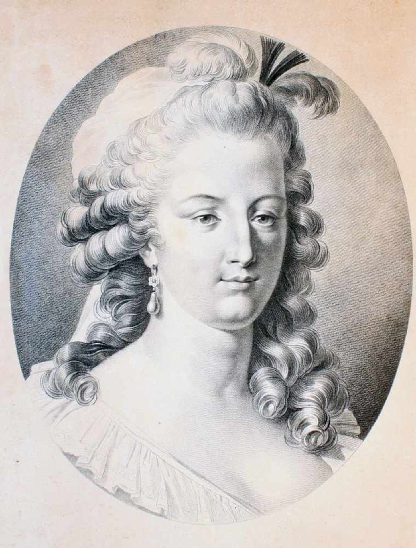 2 Kupferstiche - 18. Jahrhundert & 1 Lithographie um 18301x Portrait Maria-Antoinette - J.F. Le - Bild 6 aus 7