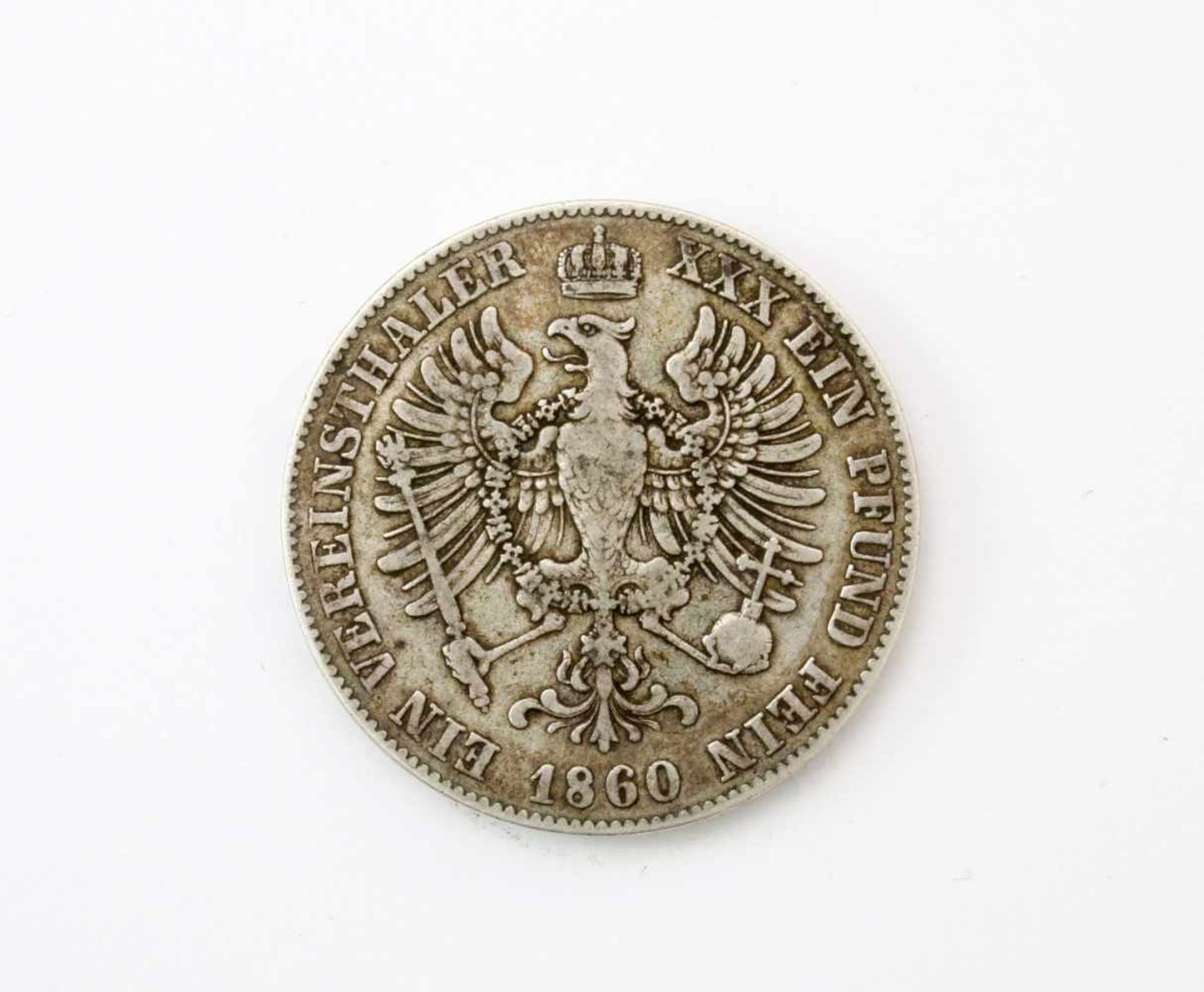 Vereinstaler 1860 - Friedrich Wilhelm IV. v. PreußenSilbermünze, Vorderseite: König Friedrich - Image 2 of 2