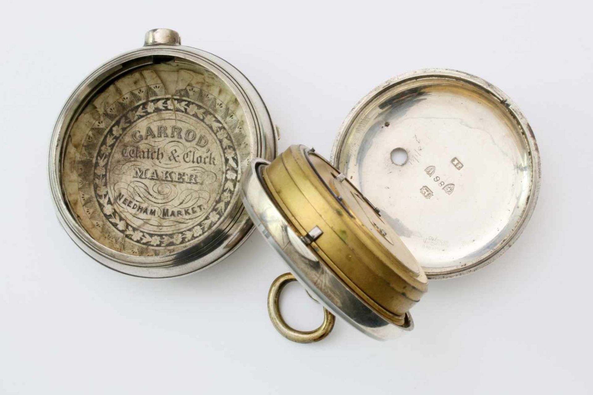 Herren-Taschenuhr um 1860Sterlingsilber, englische Spitzzahnanker-Hemmung mit Schlüsselaufzug über - Bild 3 aus 3