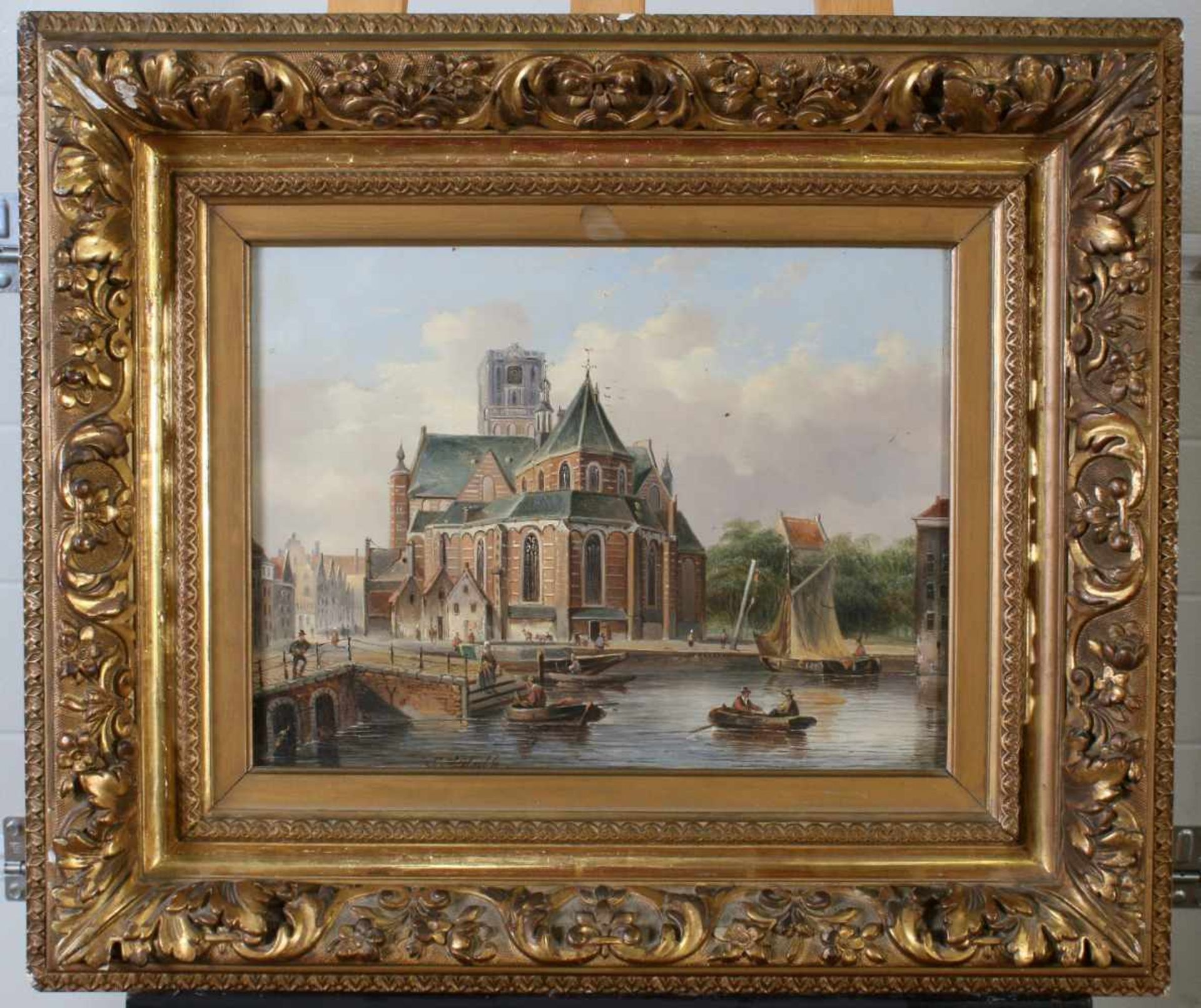 "St. Laurenskirche Rotterdam" - Johannes Frederik Hulk (1829-1911)Öl auf Holz, unten Mitte links - Bild 2 aus 4
