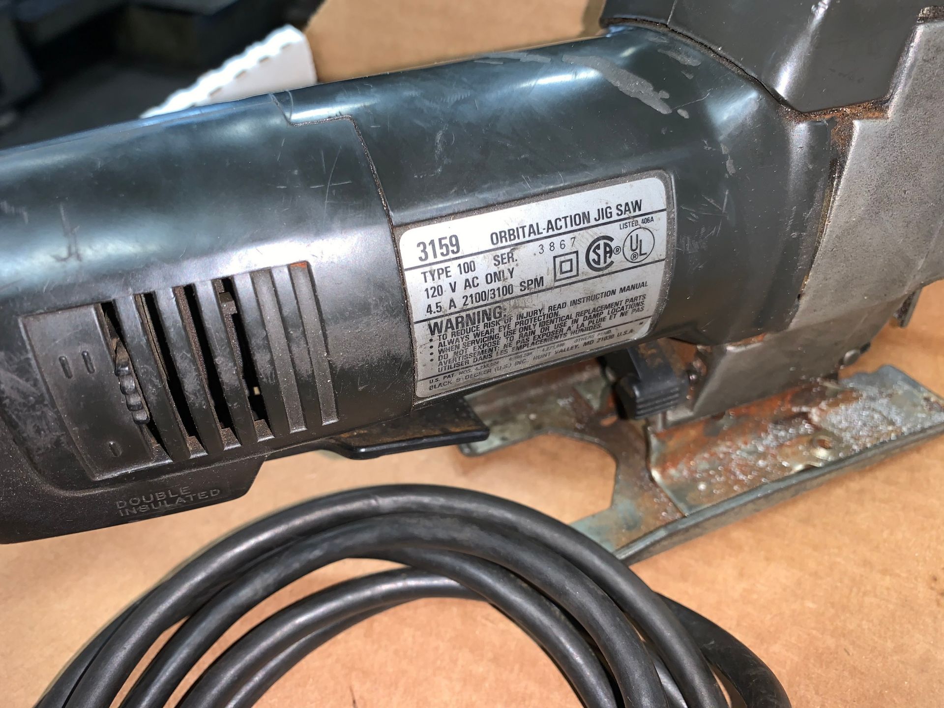 Black and Decker Mdl. 3159 Electric Orbital Action Jig Saw (Buyer is Responsible for ALL - Image 2 of 2