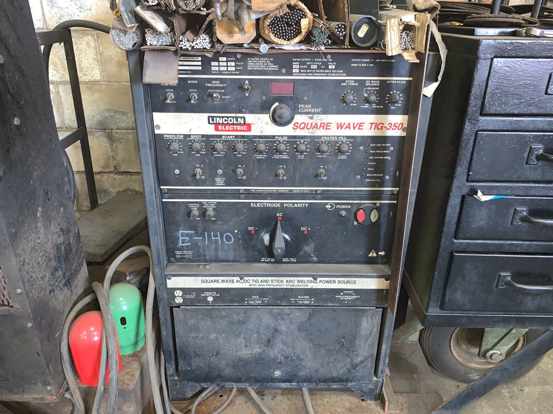 Lincoln Electric Square Wave TIG350 Welder with Cart, Bernard Cooling System and Storage Shelving ( - Image 3 of 9