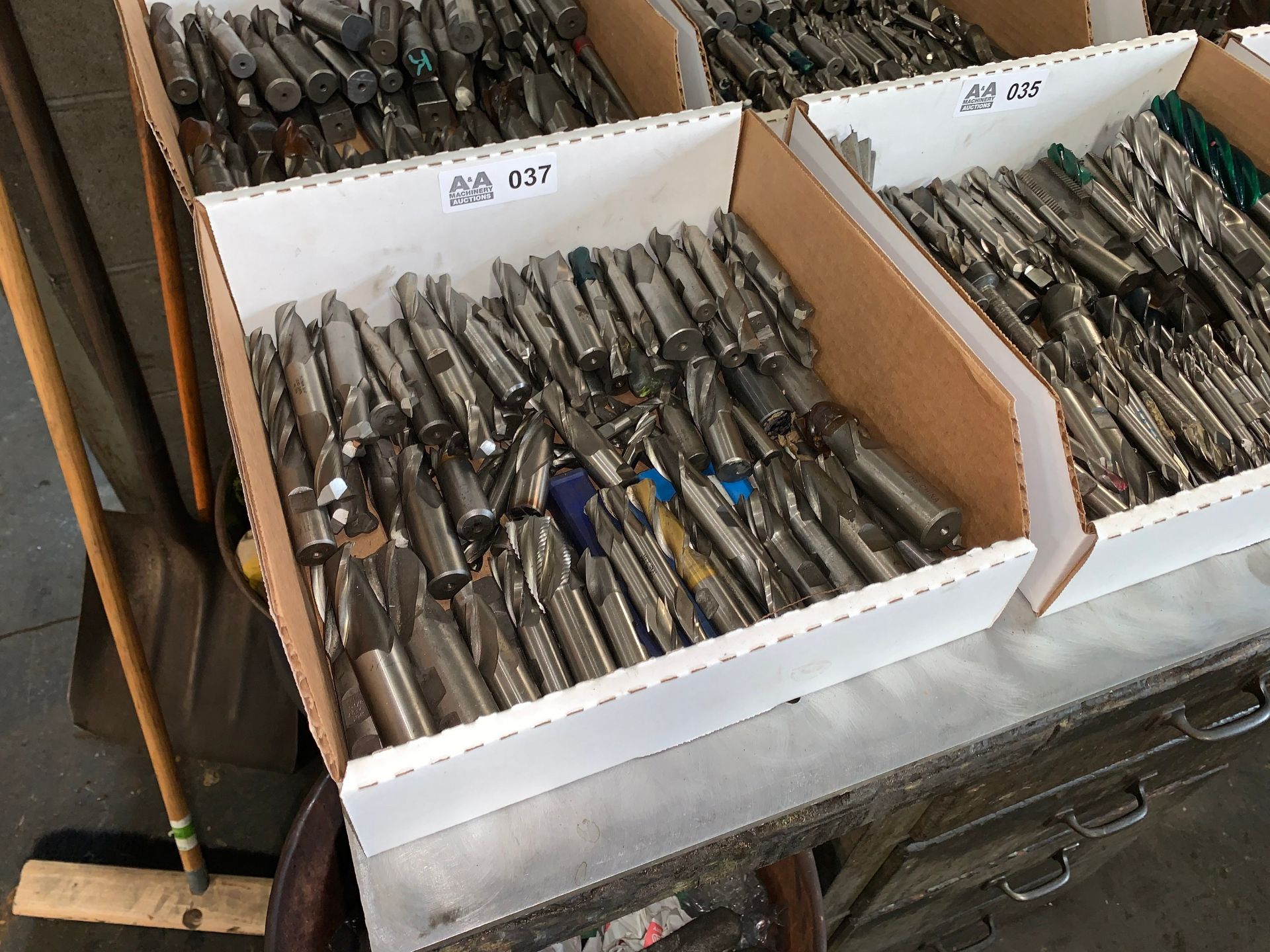 Box with Various Size Reamers, Taps and Bits (Buyer is Responsible for ALL Packaging, Palletizing,
